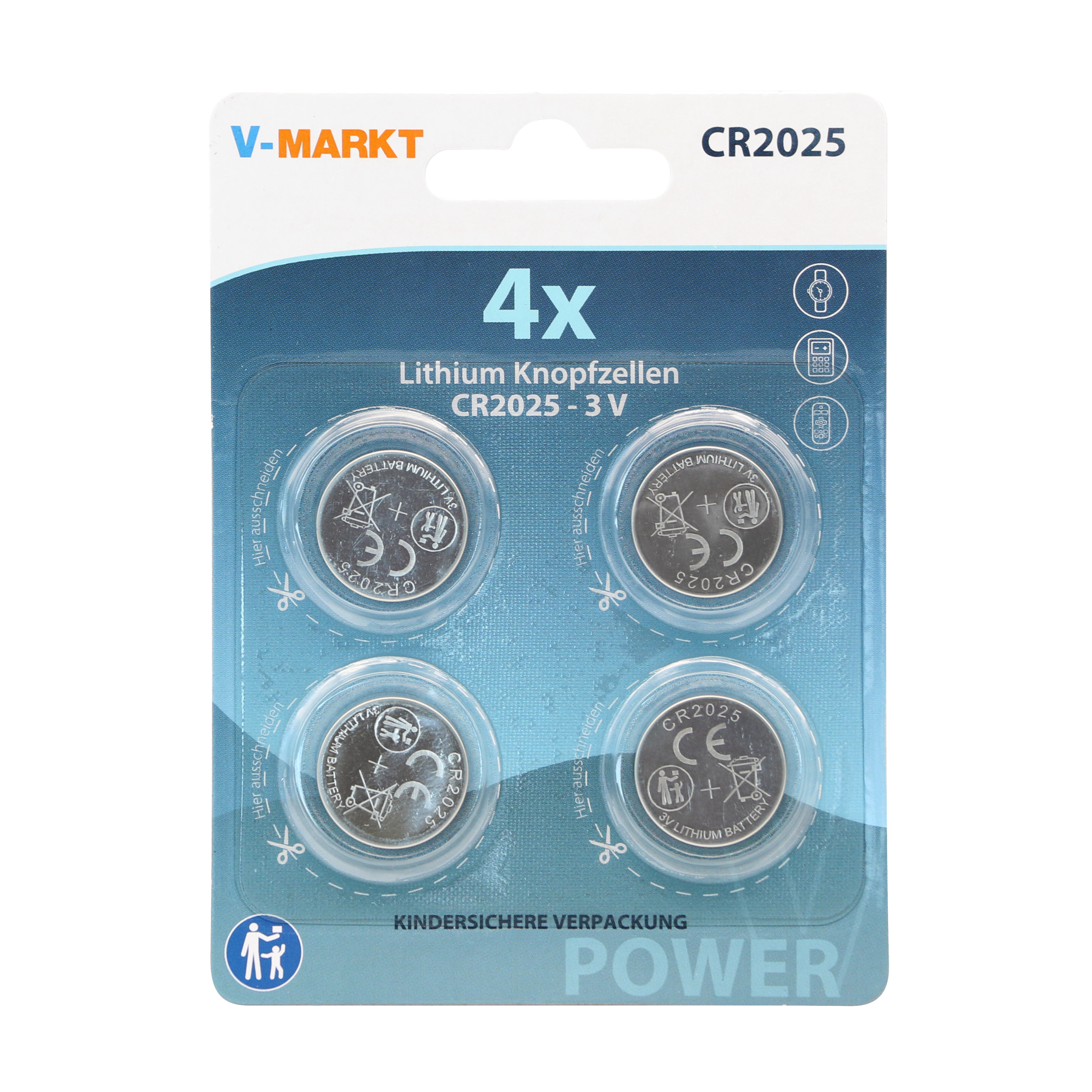 V-Markt Knopfzellen CR 2025, 4 Stück V-Markt Knopfzellen CR 2025, 4 Stück