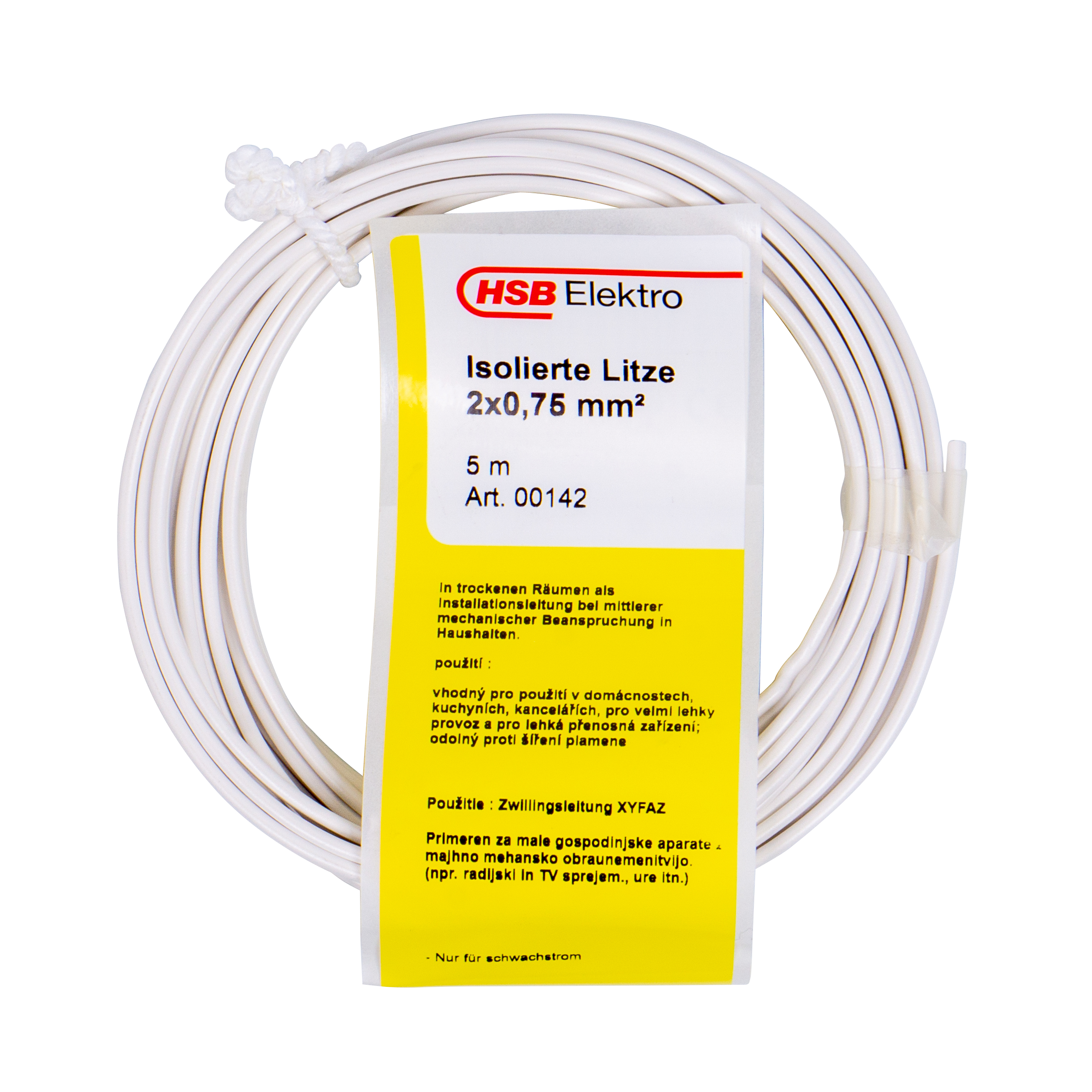 370363GsjnWnREiDn4m HSB Zwillingsleitung H03VH-H 2x0,75mm², 5m, weiß