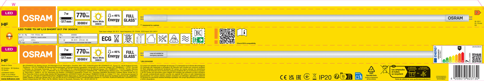 Osram LED Röhre TUBE T5HF, 517 mm, warmweiß