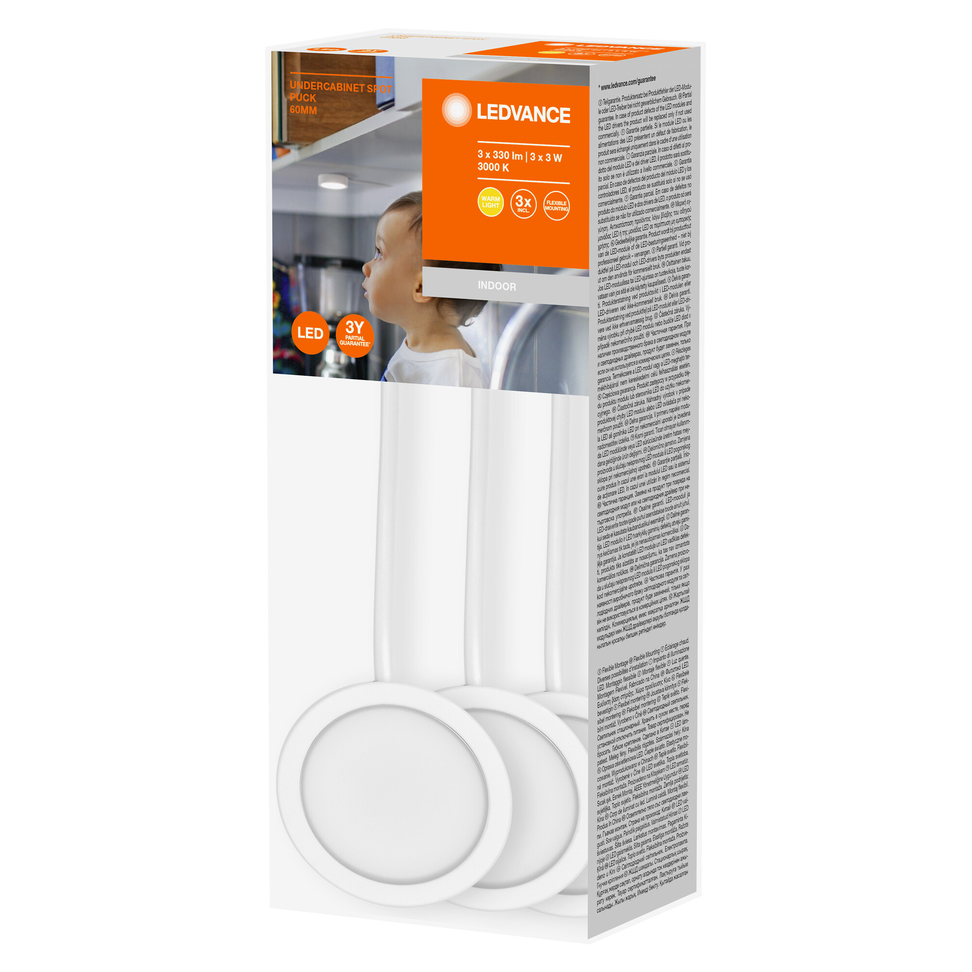 LEDVANCE Unterschrankleuchte Undercabinet Spot Puck, 65 mm, 3x3W, Weiß LEDVANCE Unterschrankleuchte Undercabinet Spot Puck, 65 mm, 3x3W, Weiß