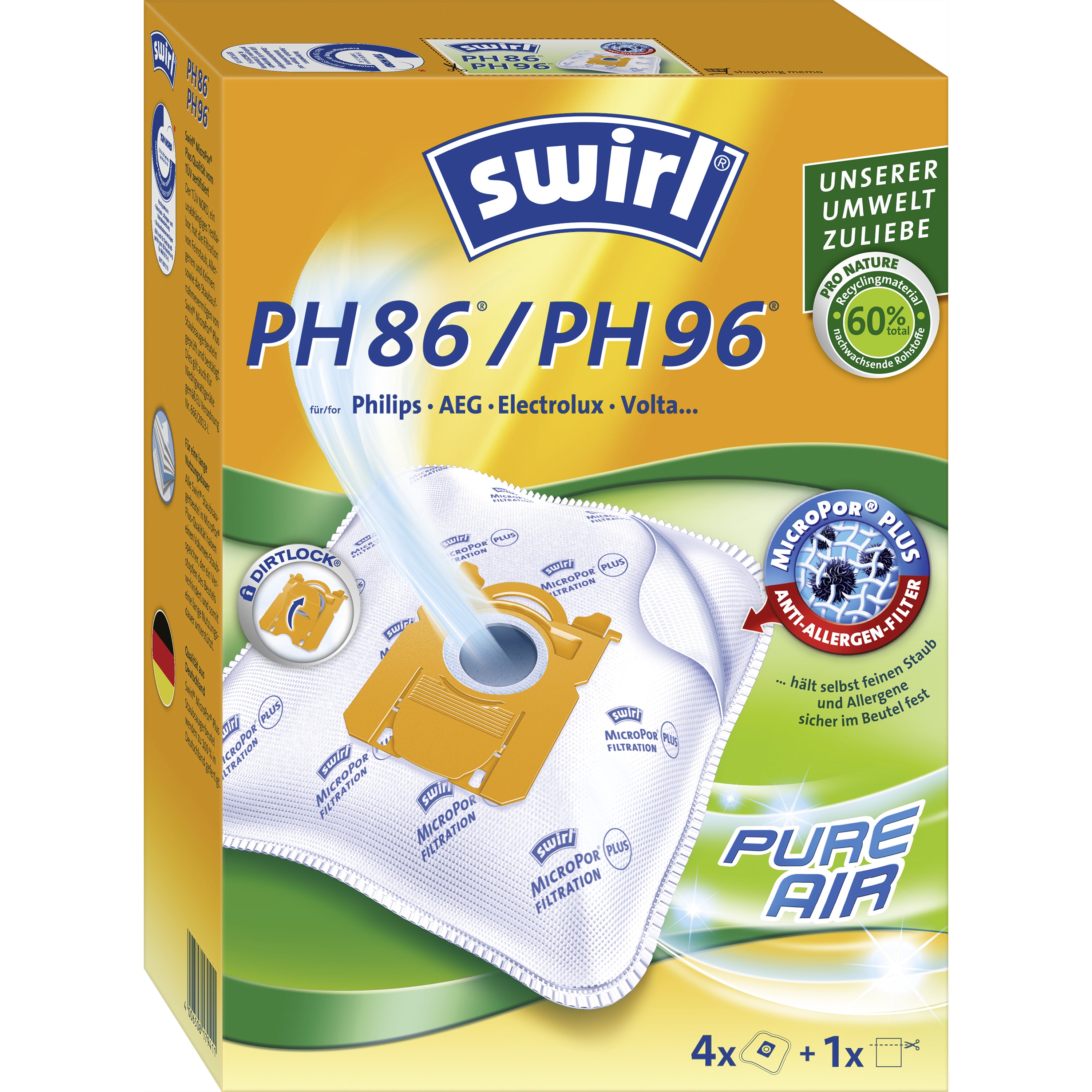 103235 SWIRL STAUBSAUGERBEUTEL PH86 .AIRSP. 4BTL