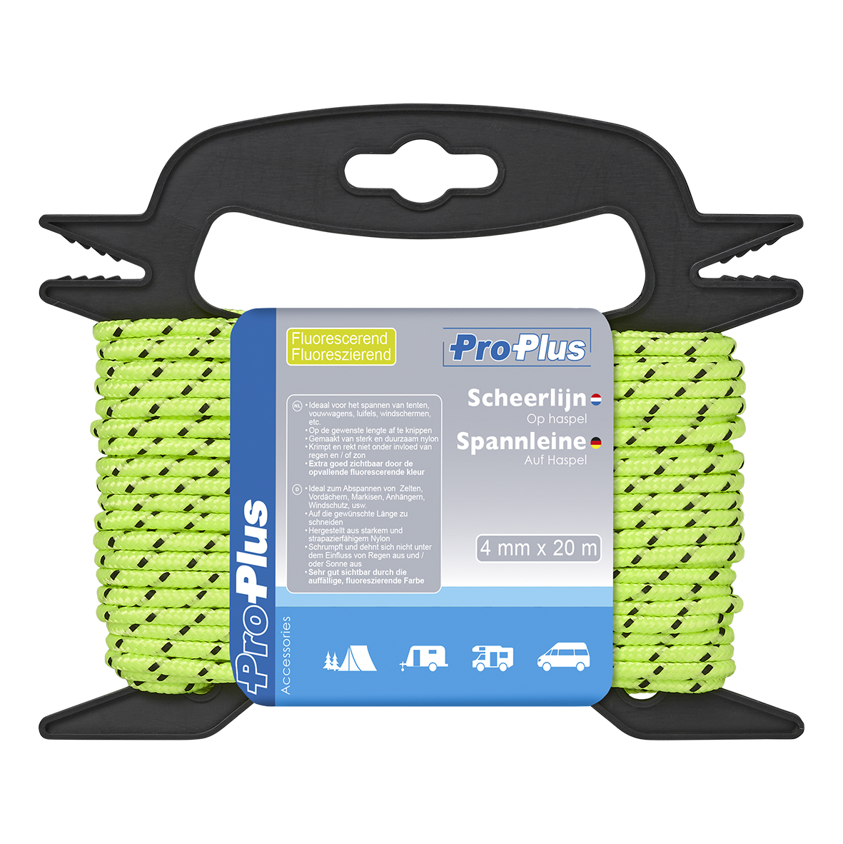 ProPlus Spannleine 4 mm x 20 m, Fluoreszierend auf Haspel