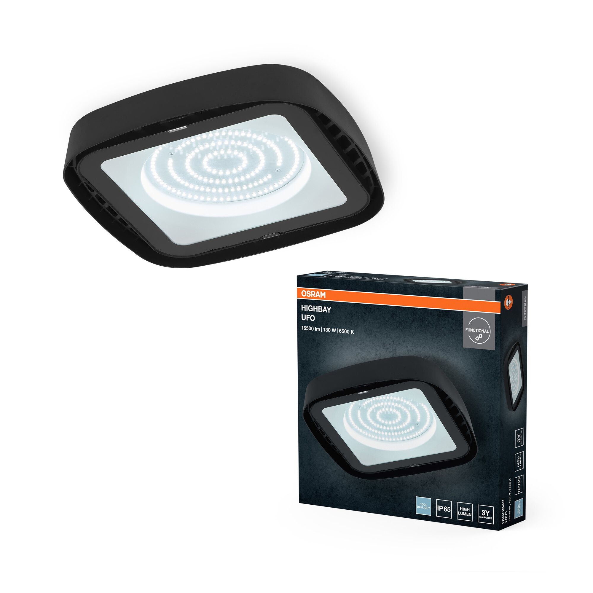 Osram Highbay Ufo Deckenleuchte, 130W, IP65, schwarz