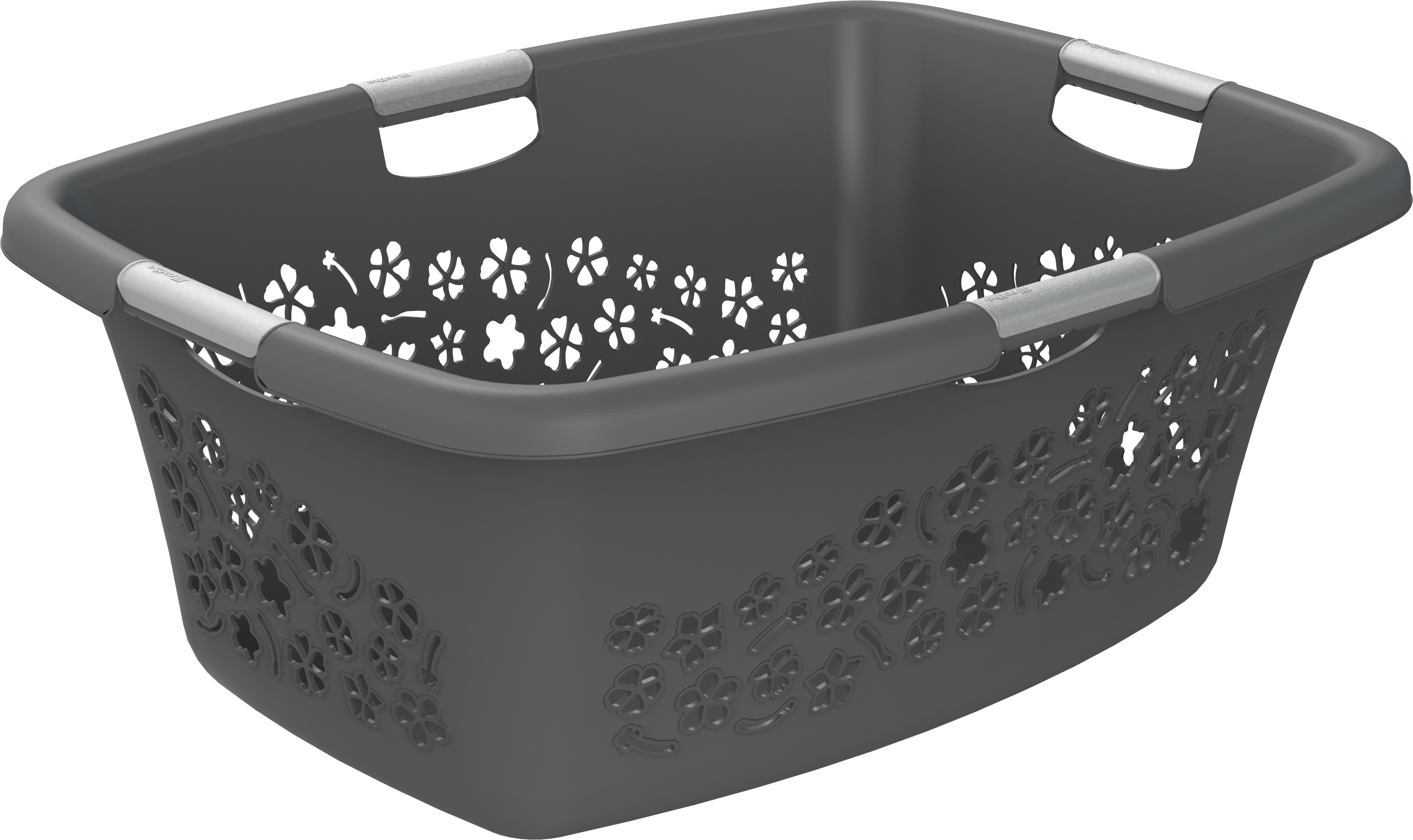 Rotho Wäschekorb Flowers 50L, anthrazit