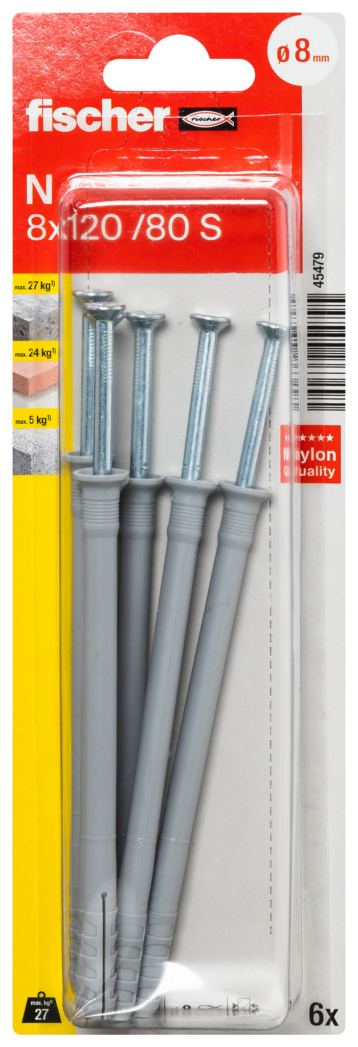 fischer Nageldübel N 8 x 120/80 S K (6)