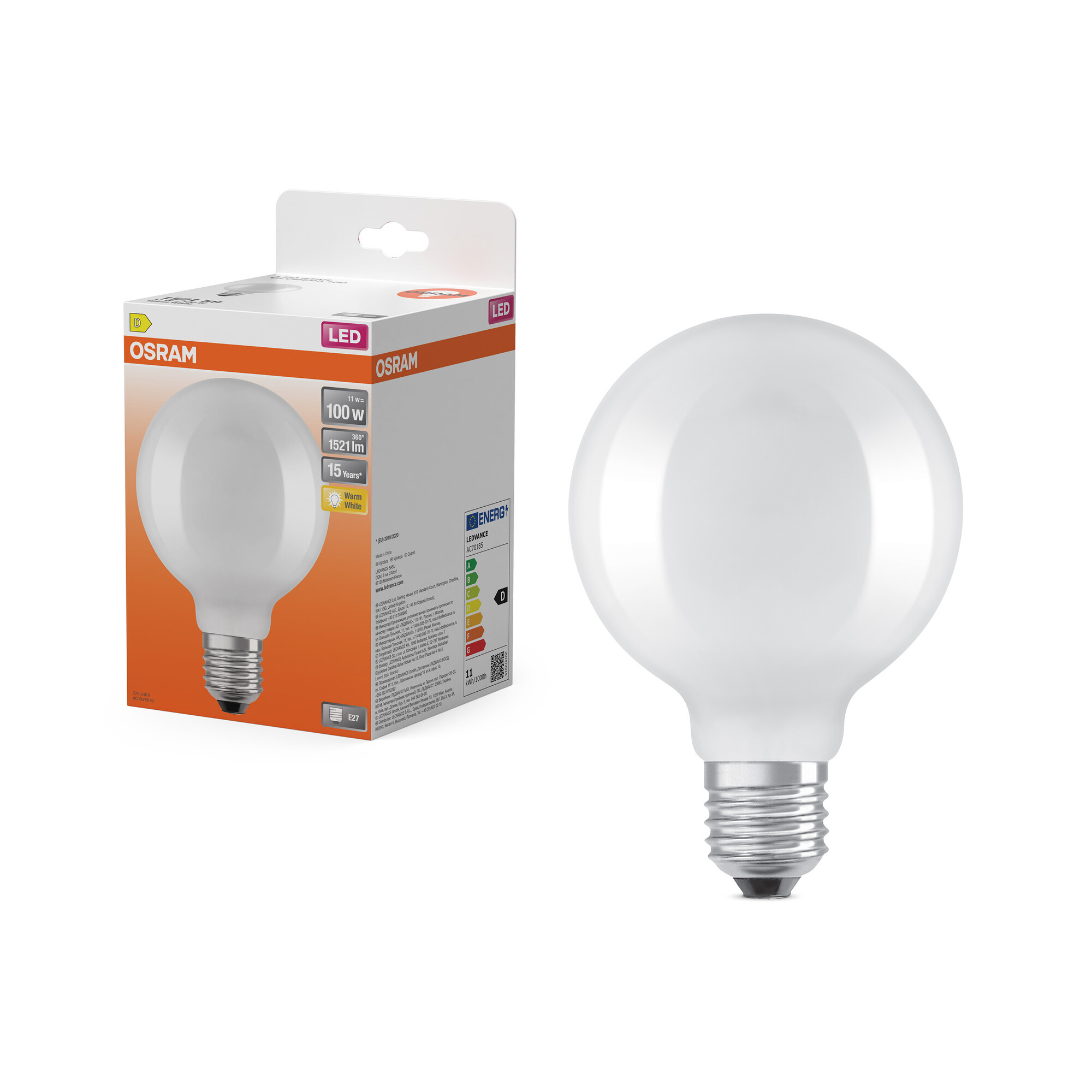 Osram LED Lampe Retrofit, warmweiß, E27.
