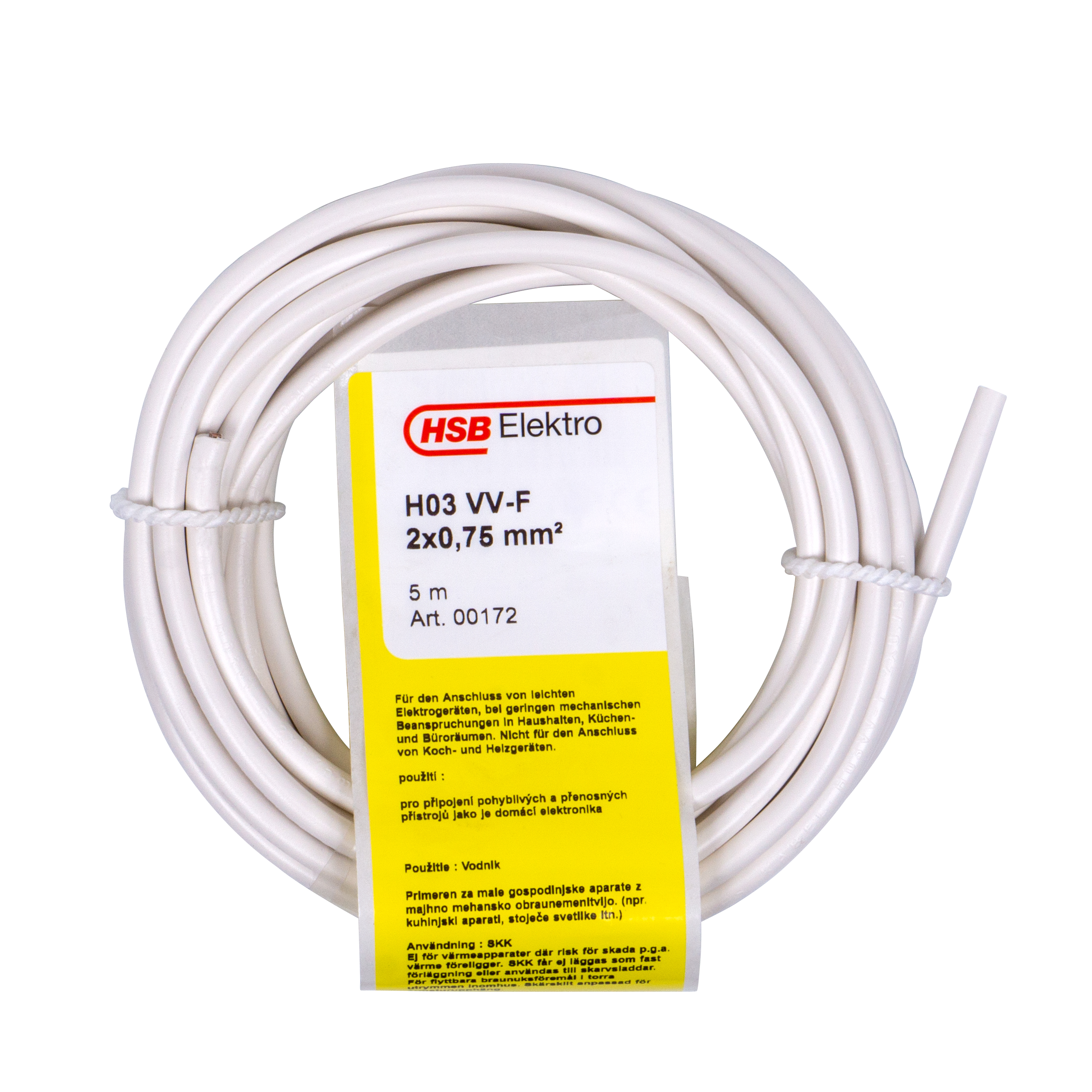 370373Kqe4BazGeSwV5 HSB Schlauchleitung H03VV-F 2x0,75mm², 5m, weiß