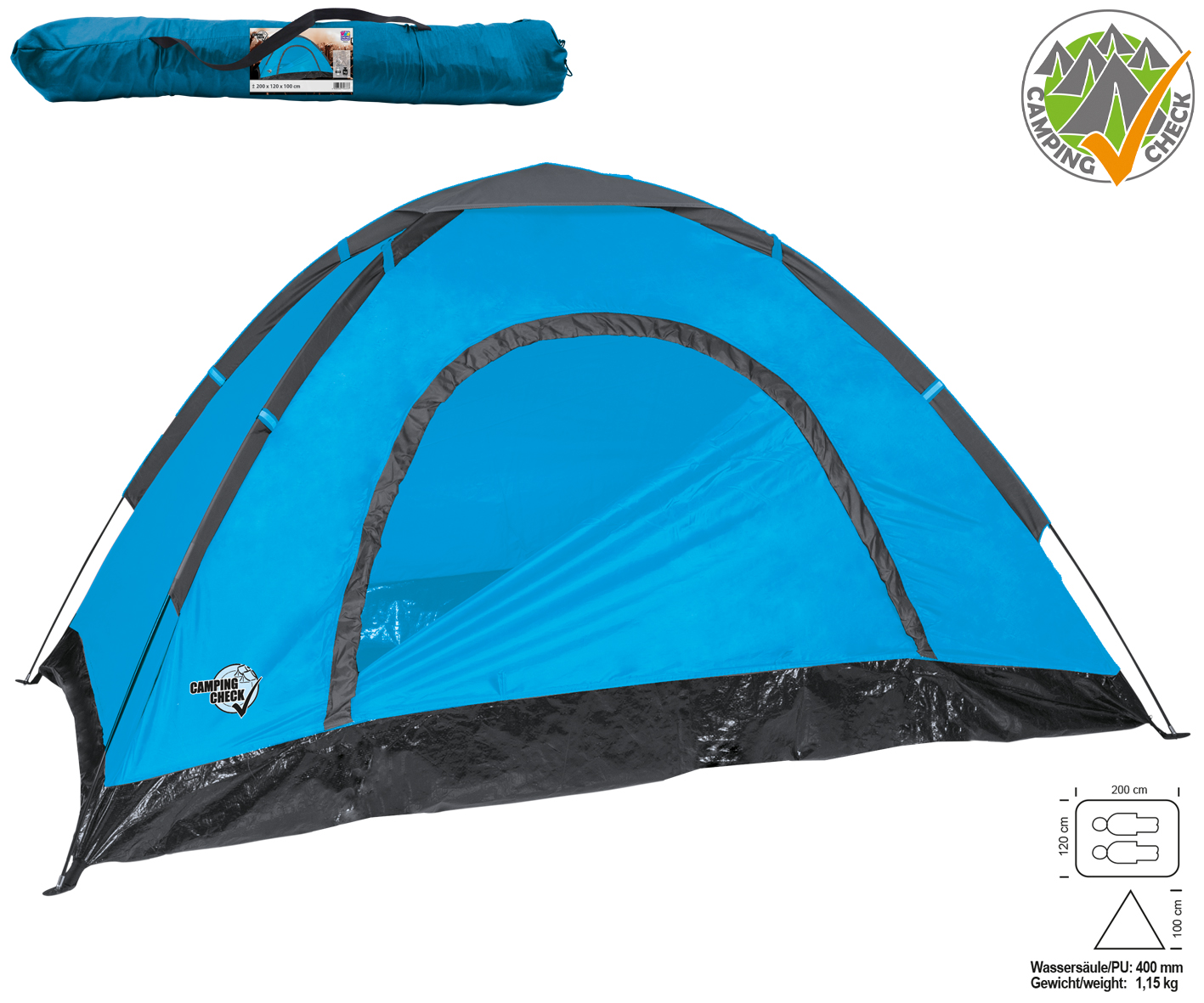 Happy Festival-Zelt für 2 Personen, blau Happy Festival-Zelt für 2 Personen, blau