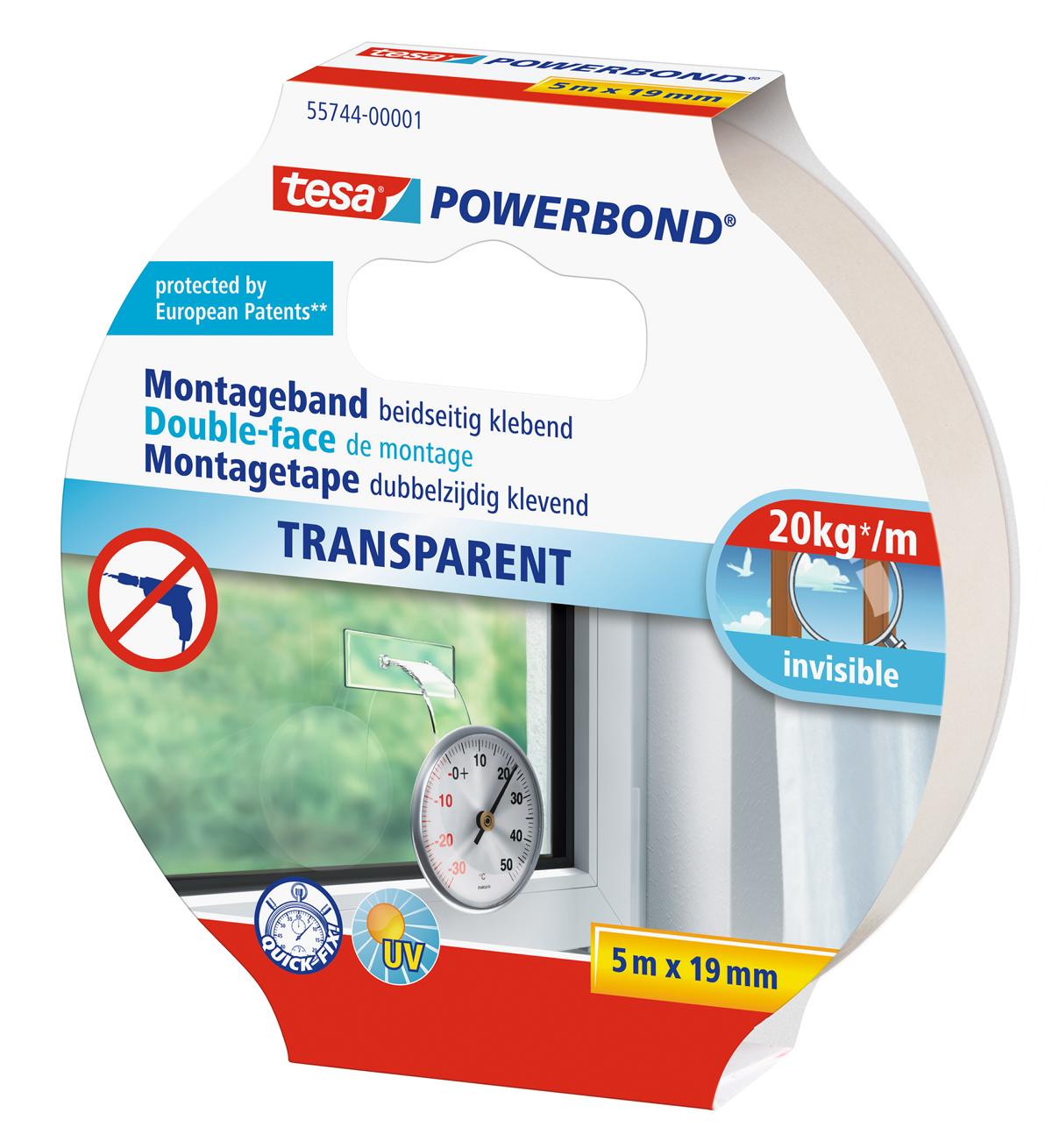 tesa Powerbond Montageband Transparent, 5 m