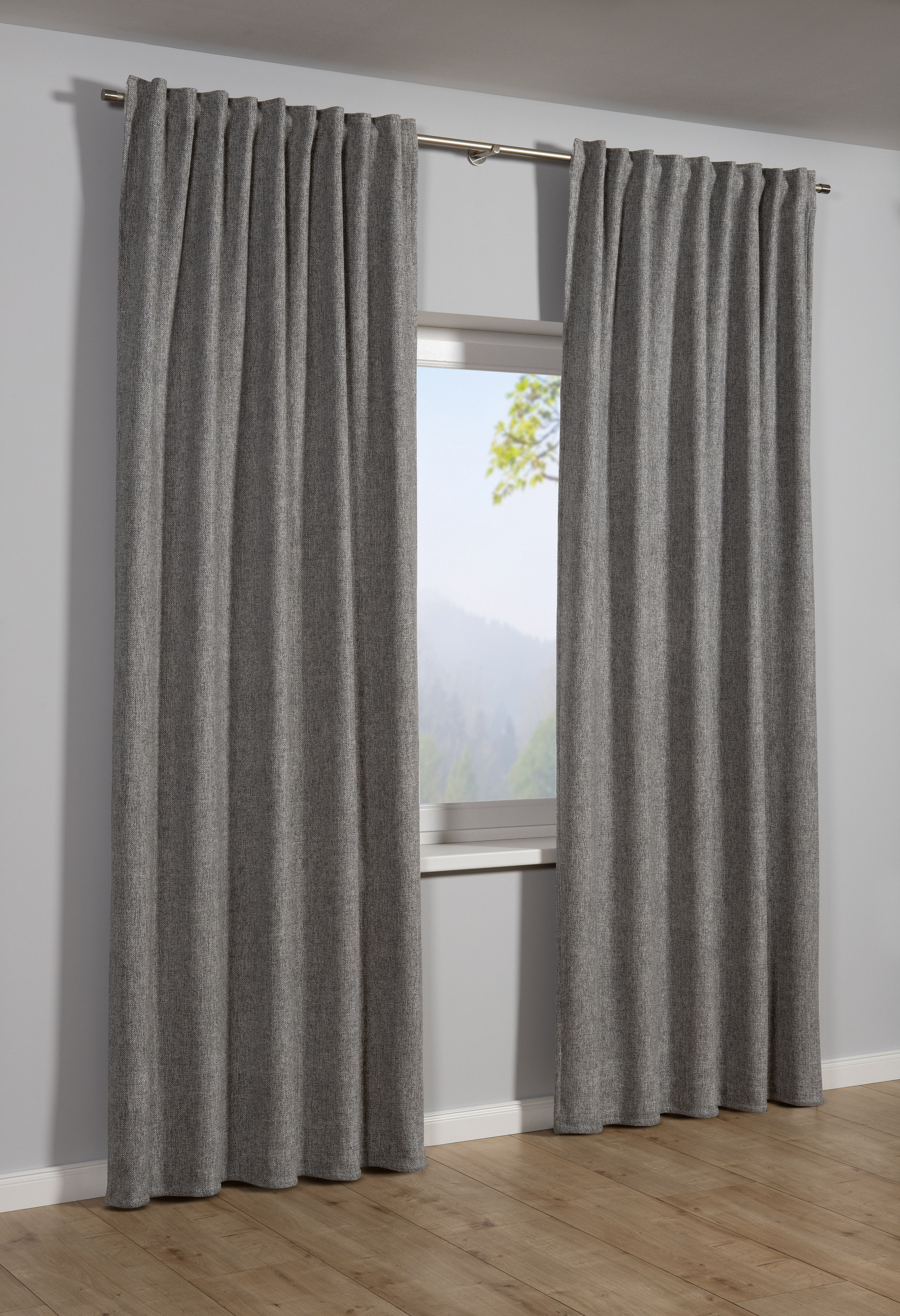 Sehlbach Schal mit Gardinenband silbergrau, 130 x 245 cm