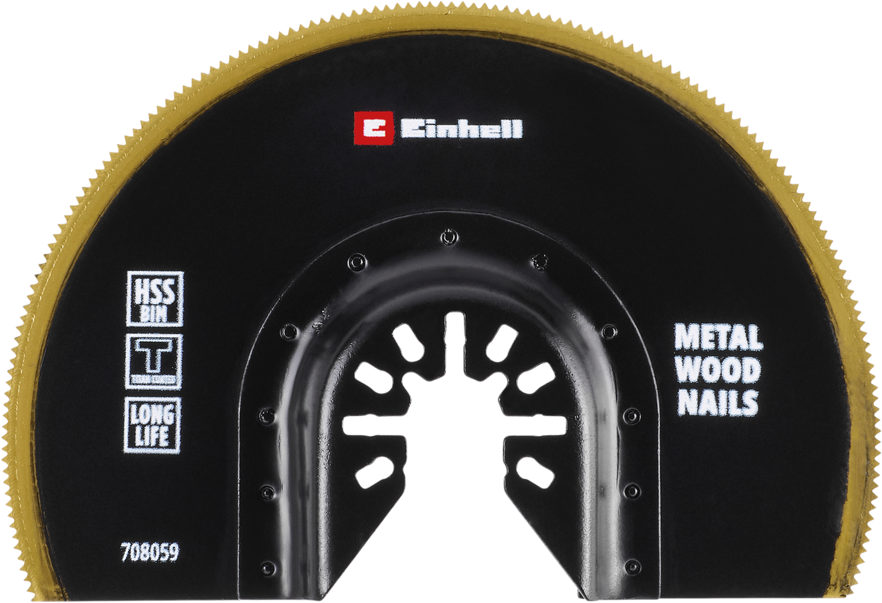 Einhell HSS-BiM-Sägeblatt mit Universalaufnahme und Titanbeschichtung, halbrund, Ø 100 x 0,6 mm Einhell HSS-BiM-Sägeblatt mit Universalaufnahme und Titanbeschichtung, halbrund, Ø 100 x 0,6 mm