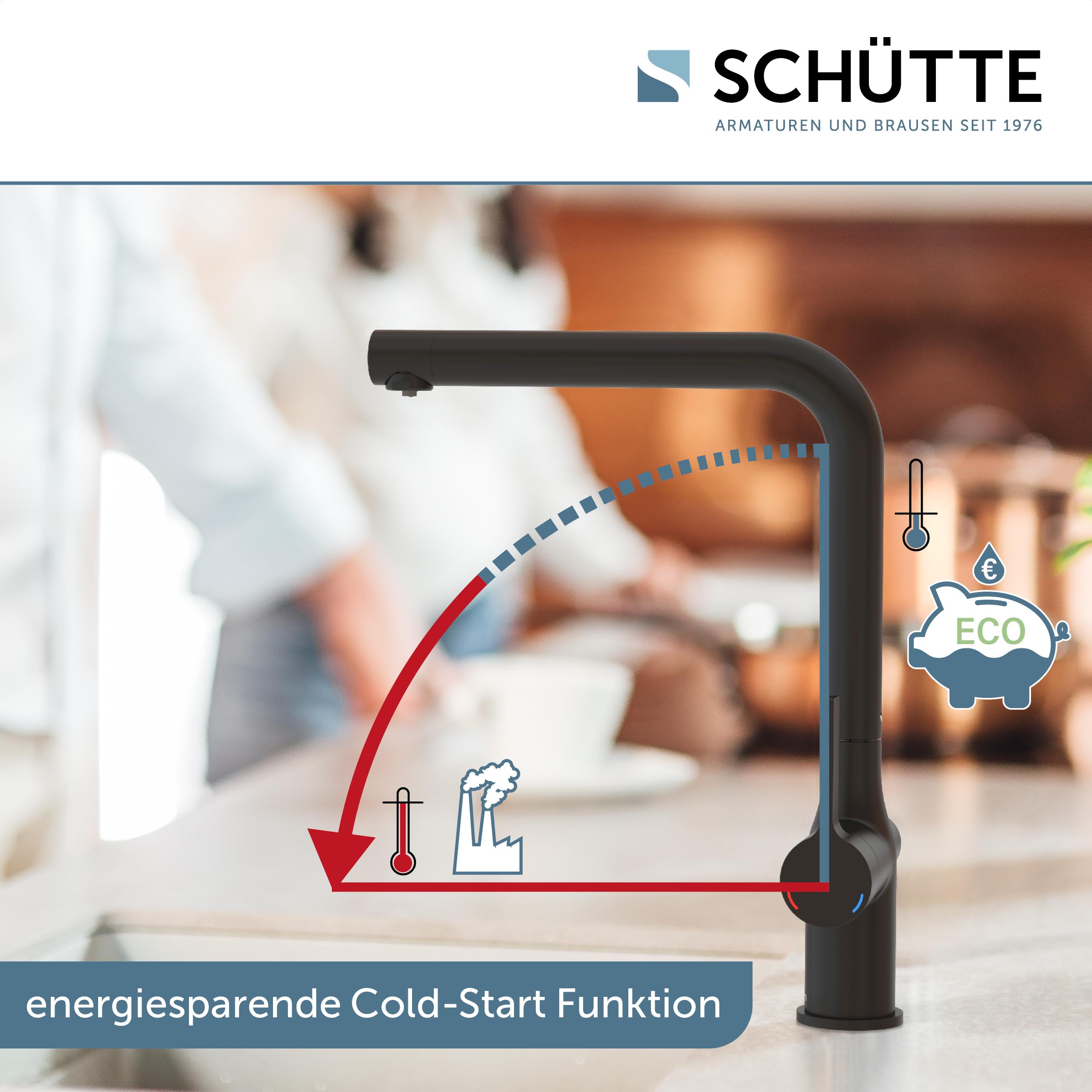 Schütte Trinkwasser-Spültischarmatur AQUASTAR PRO, Schwarz matt, mit Filtersystem