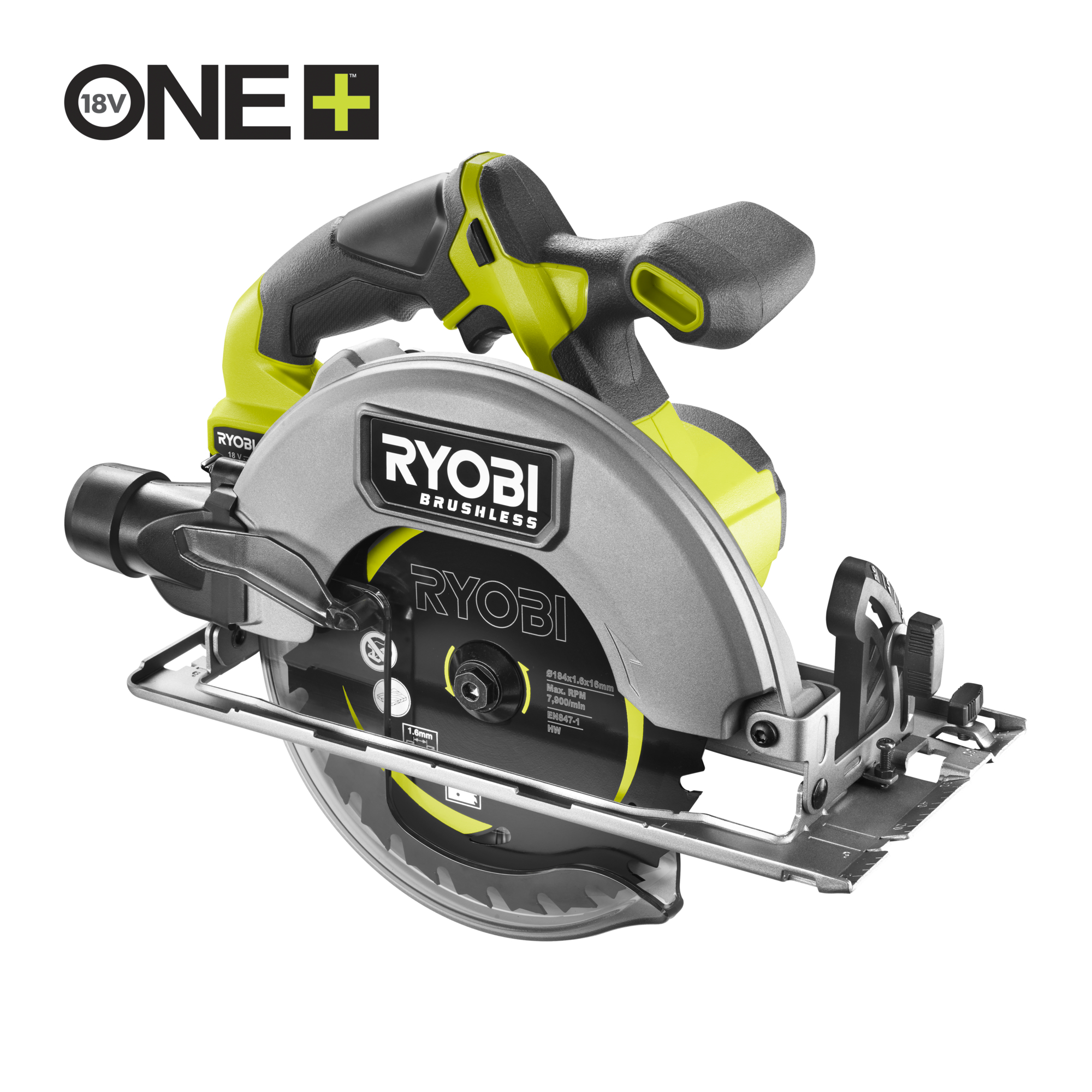 Ryobi 18 V ONE+ Brushless Akku-Handkreissäge RCS18BL-0, 184 mm Sägeblattdurchmesser, ohne Akku und Ladegerät Ryobi 18 V ONE+ Brushless Akku-Handkreissäge RCS18BL-0, 184 mm Sägeblattdurchmesser, ohne Akku und Ladegerät