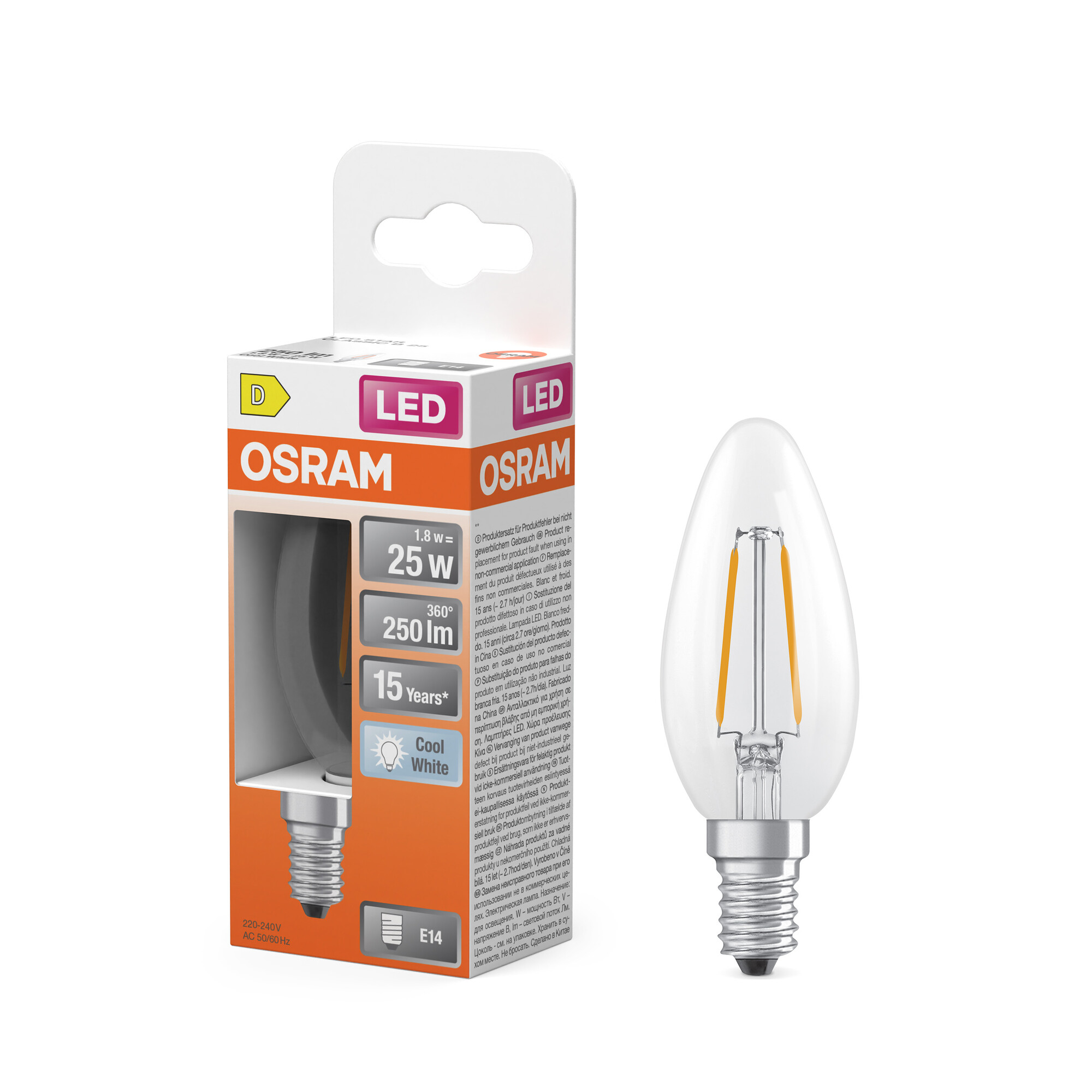 Osram LED Retrofit Classic B Lampe, E14, Kaltweiß