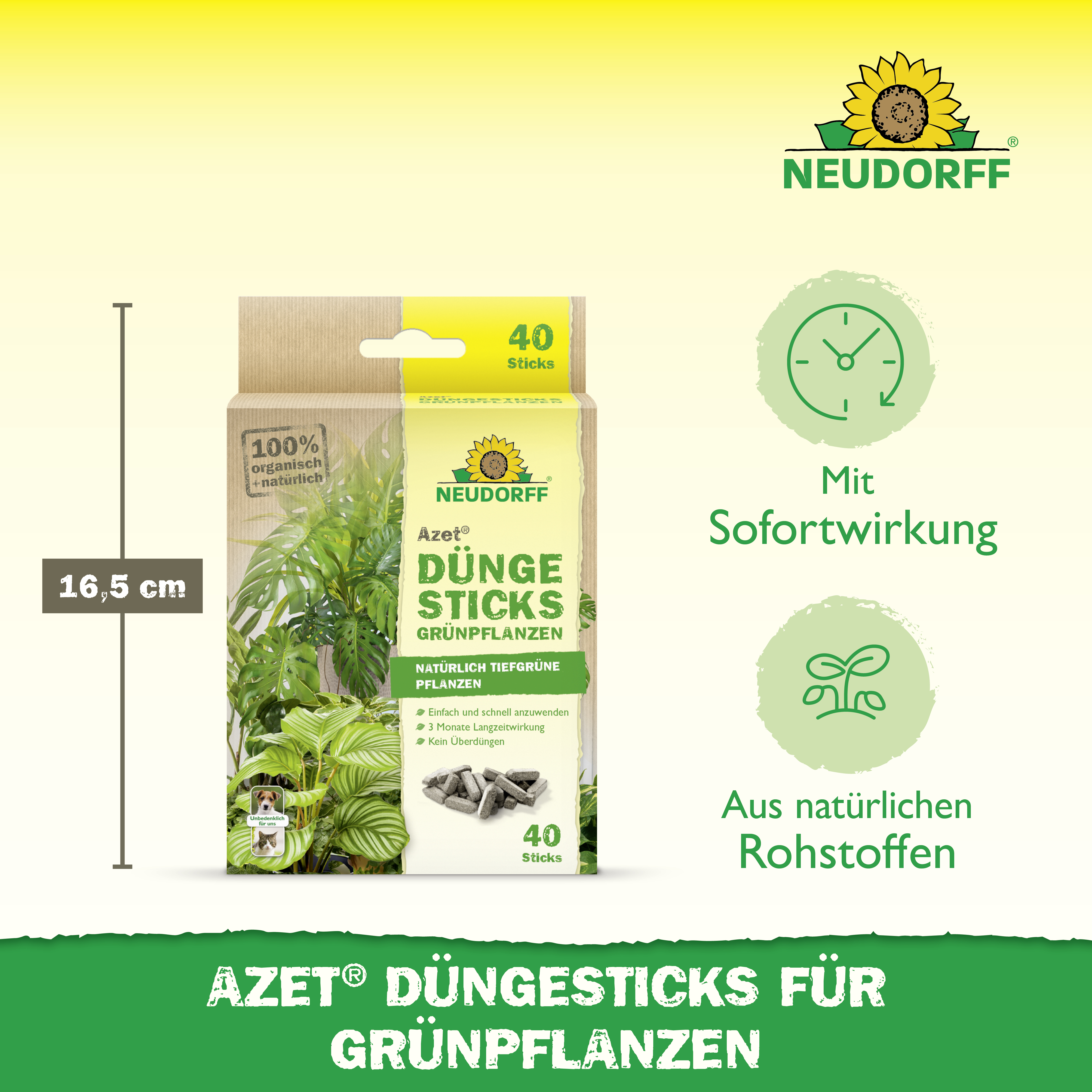 Neudorff Azet DüngeSticks für Grünpflanzen, 40 Stück