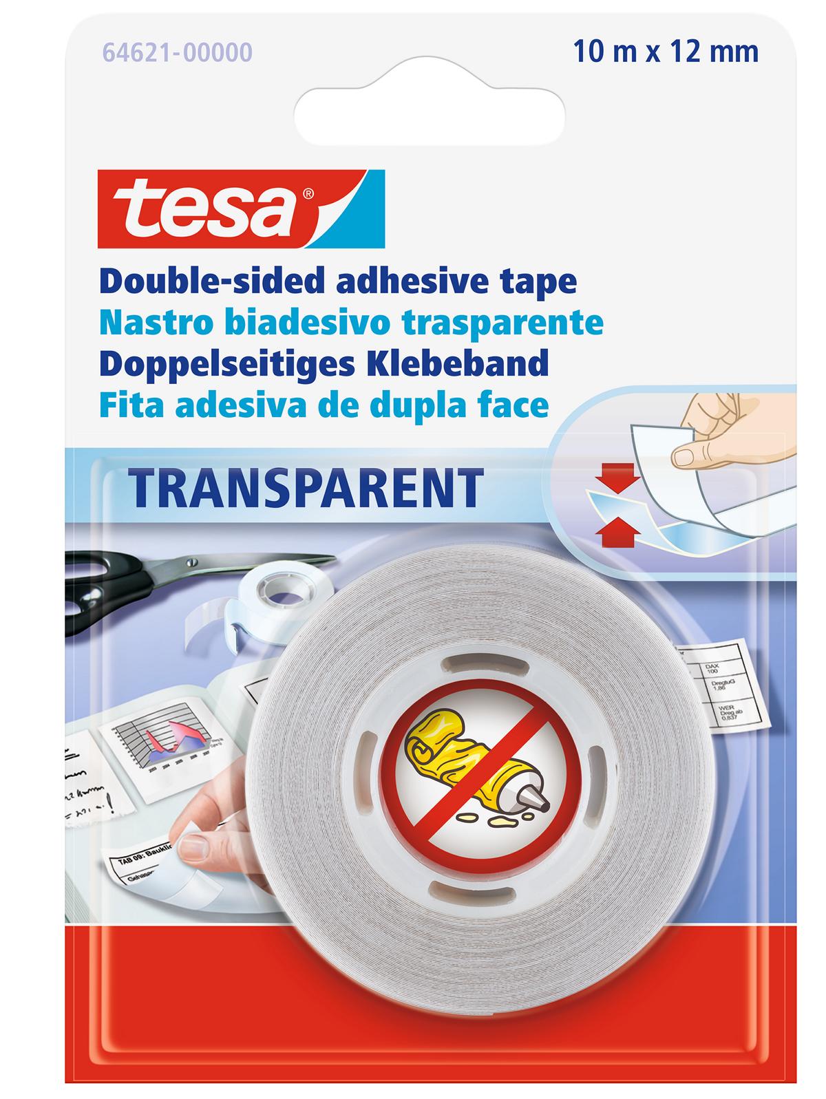 tesa_646210000004_LI400_front_pa tesa Doppelseitiges Klebeband, transparent, 10 m