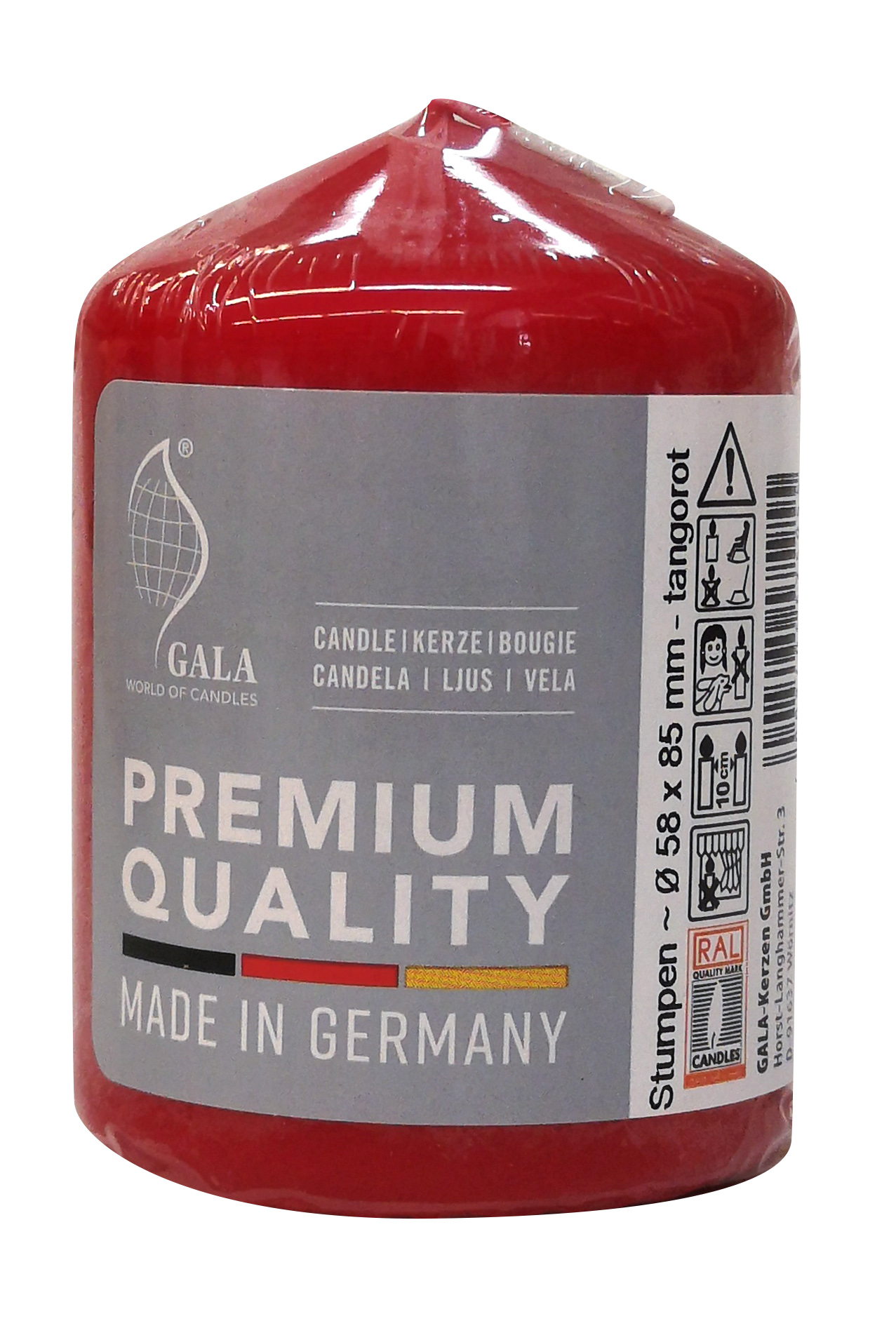 GALA STUMPENKERZE  60/85 TANGOROT   
