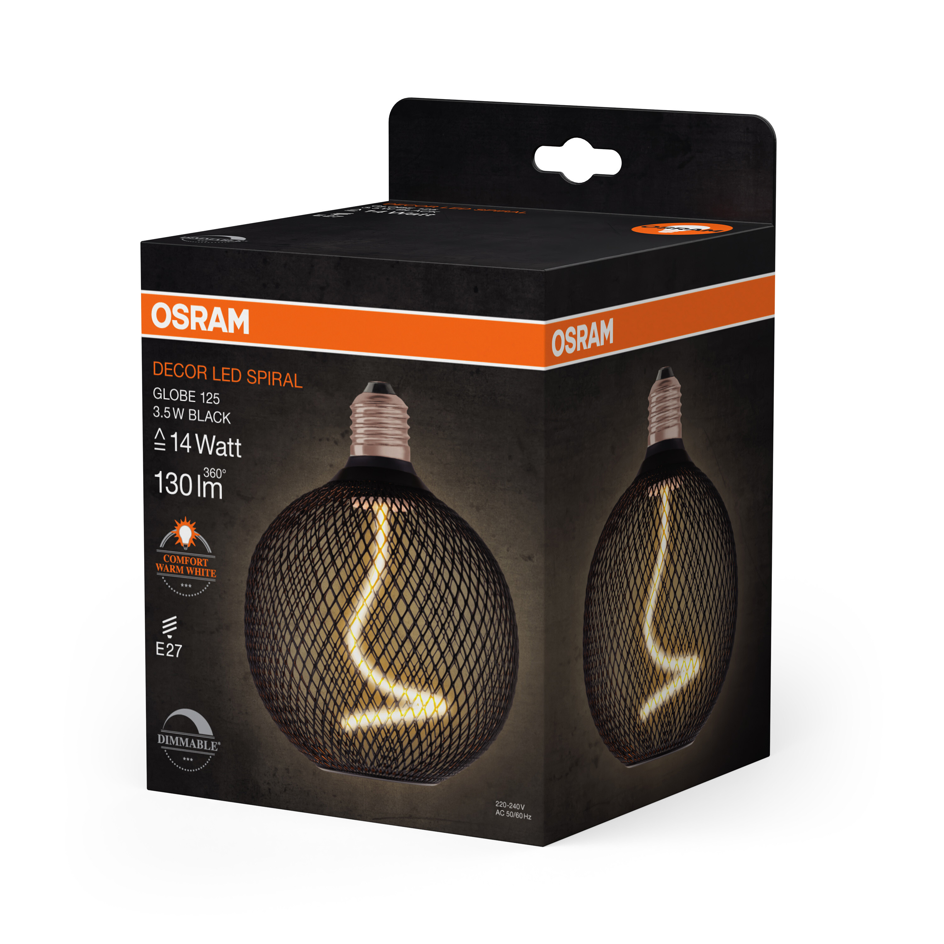Osram LED Leuchte Globe, schwarz, warmweiß, E27