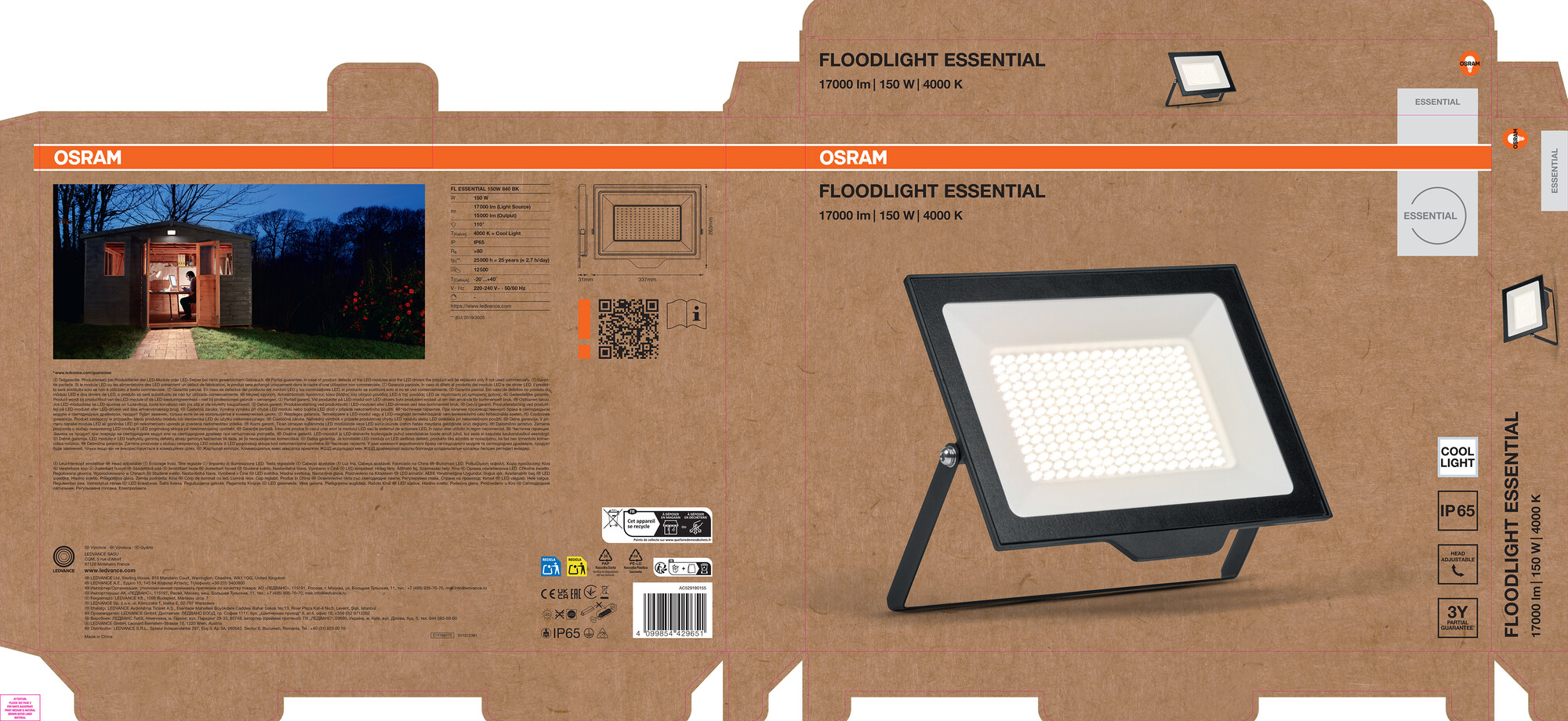 Osram Flutlicht Essential, 150W, schwarz