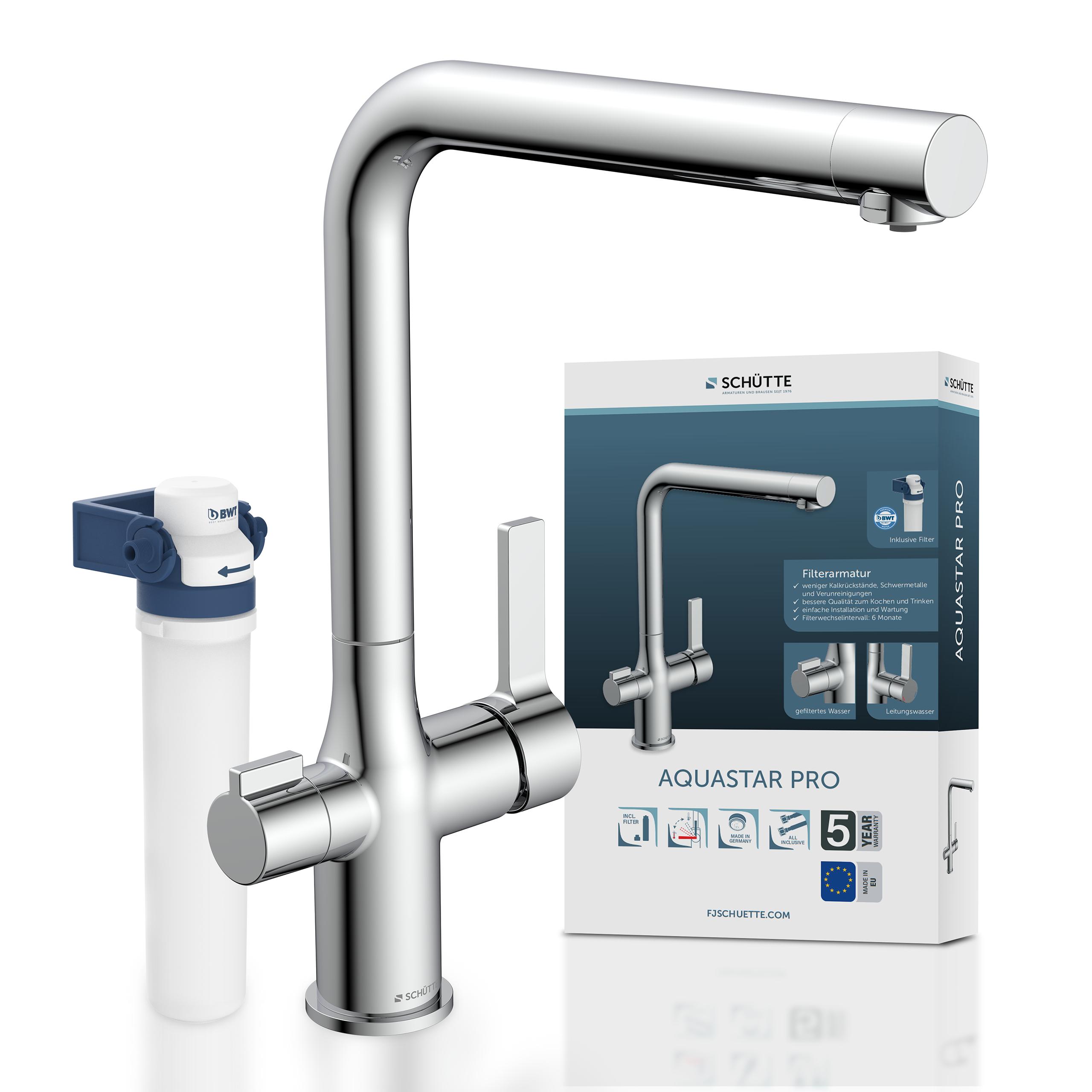 Schütte Trinkwasser-Spültischarmatur AQUASTAR PRO, Chrom, mit Filtersystem