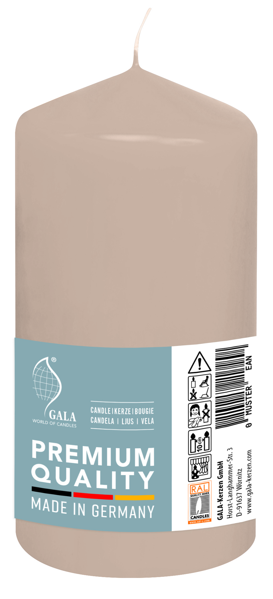 Gala Stumpenkerze 60/85, Powder Gala Stumpenkerze 60/85, Powder