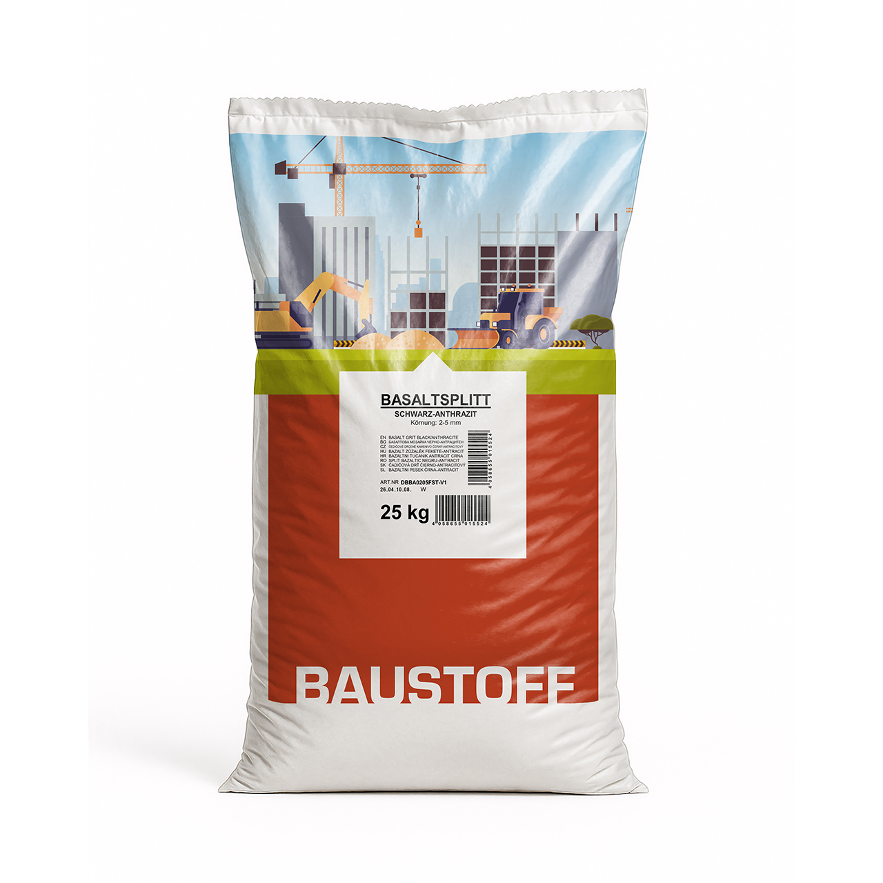 Min2C Basaltsplitt 2-5, schwarz-anthrazit, 25 kg