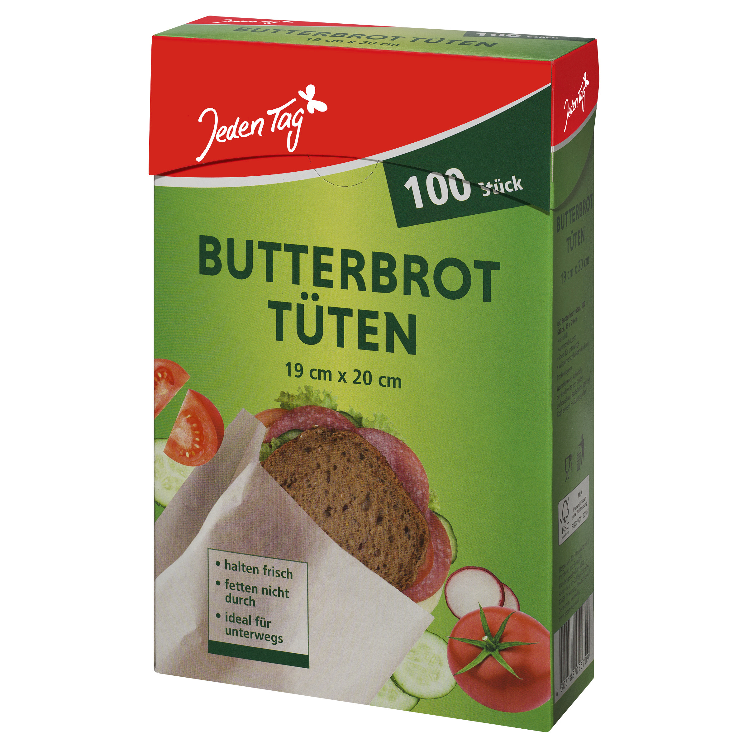 Jeden Tag Butterbrottüten, 100 Stück