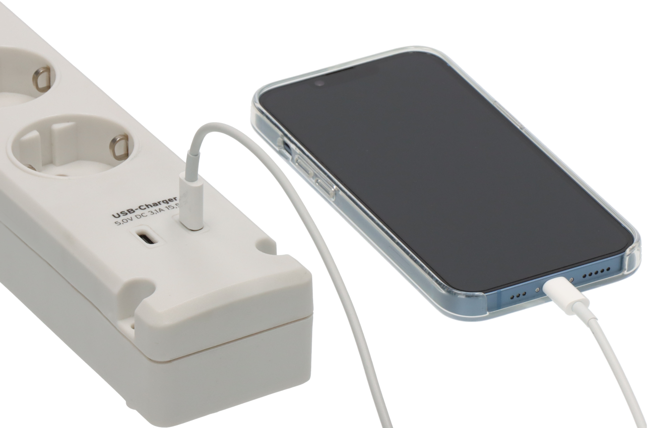 Brennenstuhl Bremounta Steckdosenleiste 5-fach mit USB C-Ladefunktion, weiß