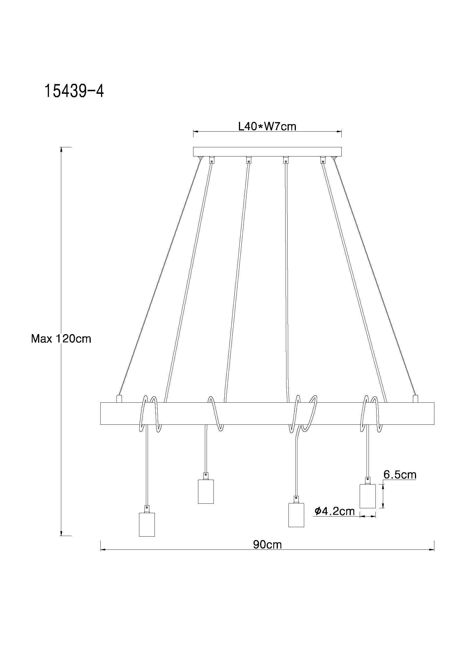 15439-4_zld Globo Pendelleuchte, Holz/Metall, schwarz, matt