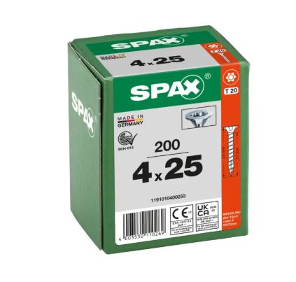 SPAX Universalschraube, 4 x 25 mm, Vollgewinde, Senkkopf, T20, 4CUT, WIROX - 1191010400253
