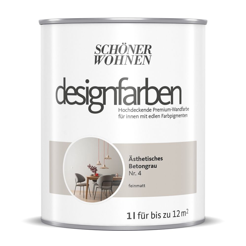 Schöner Wohnen Designfarbe, ästhetisches betongrau, 1L Schöner Wohnen Designfarbe, ästhetisches betongrau, 1L