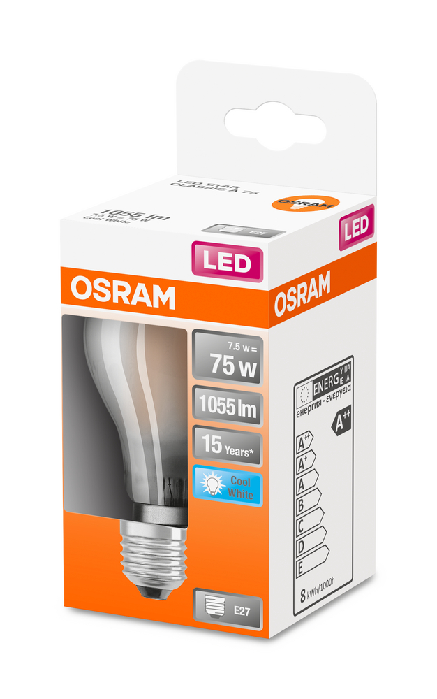 4058075115934_Packaging_image OSRAM LEUCHTMITTEL LED CLA75 MATT 7,5W/840 E27 230V