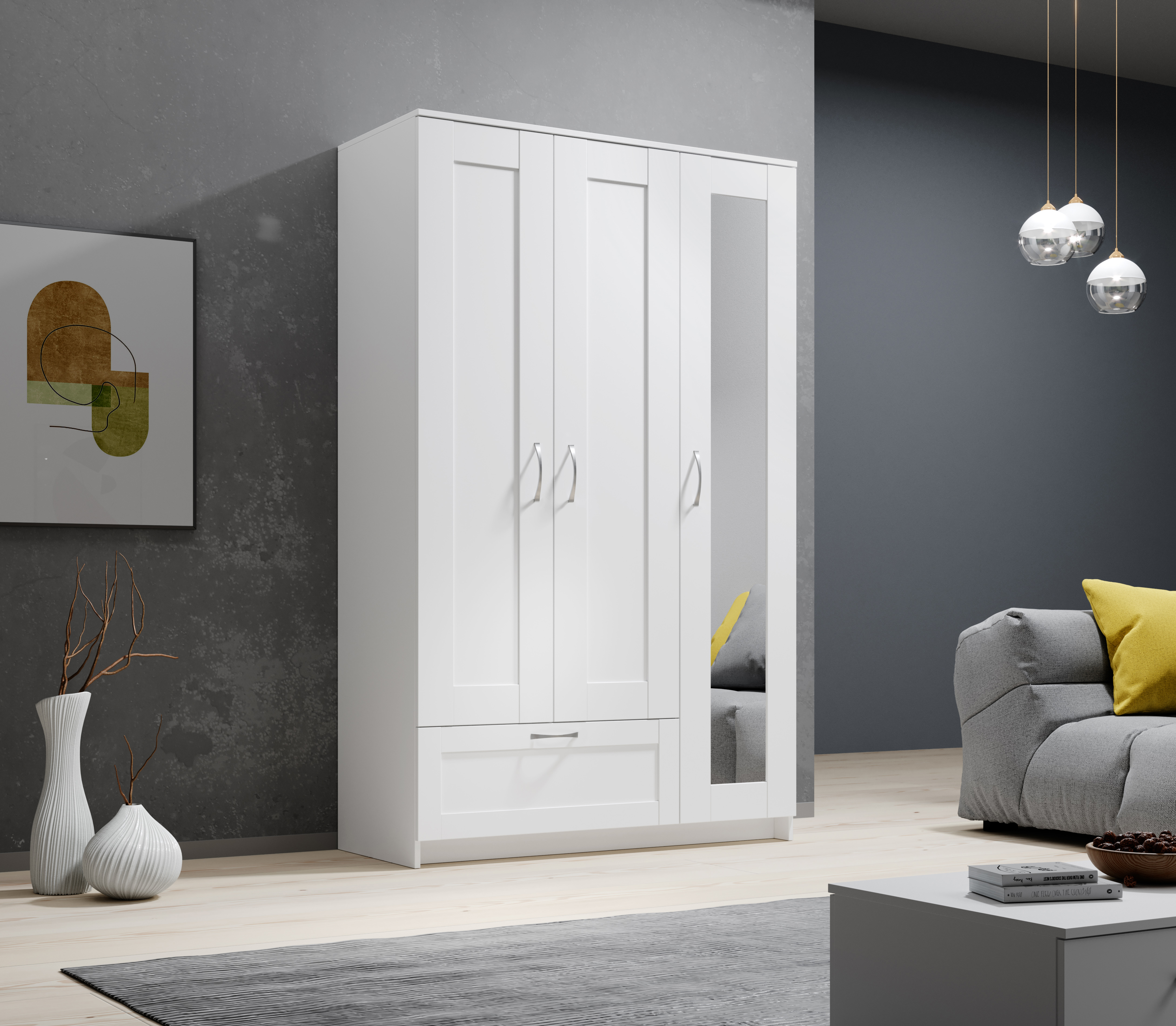 Pol-Power Kleiderschrank Lepini, weiß