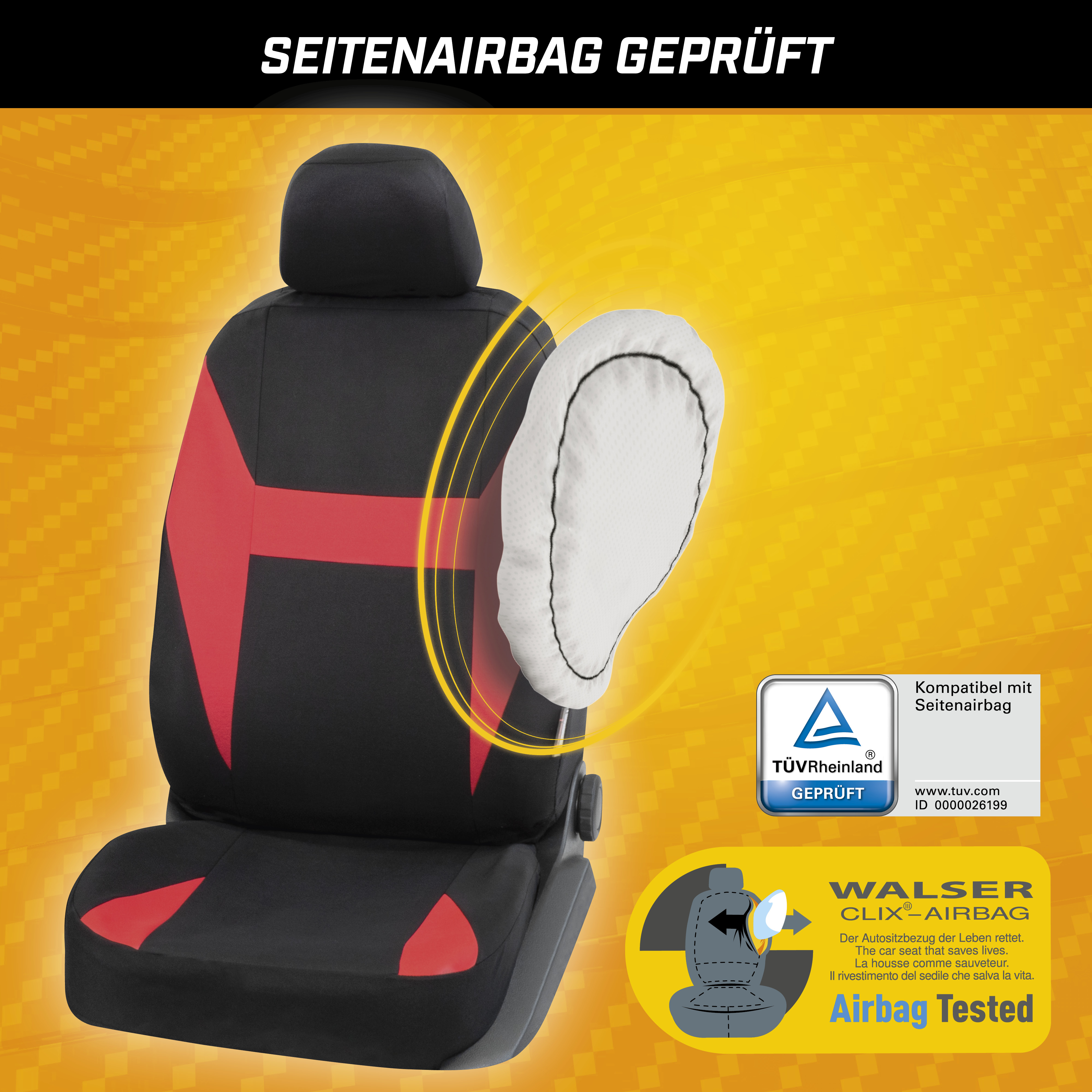 CarComfort Autositzbezug Caledon, schwarz/rot, 2VS 2-teilig 2NS