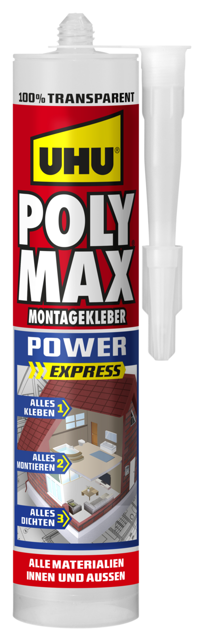 Uhu POLY MAX Montagekleber POWER transparent, Kartusche 300 g