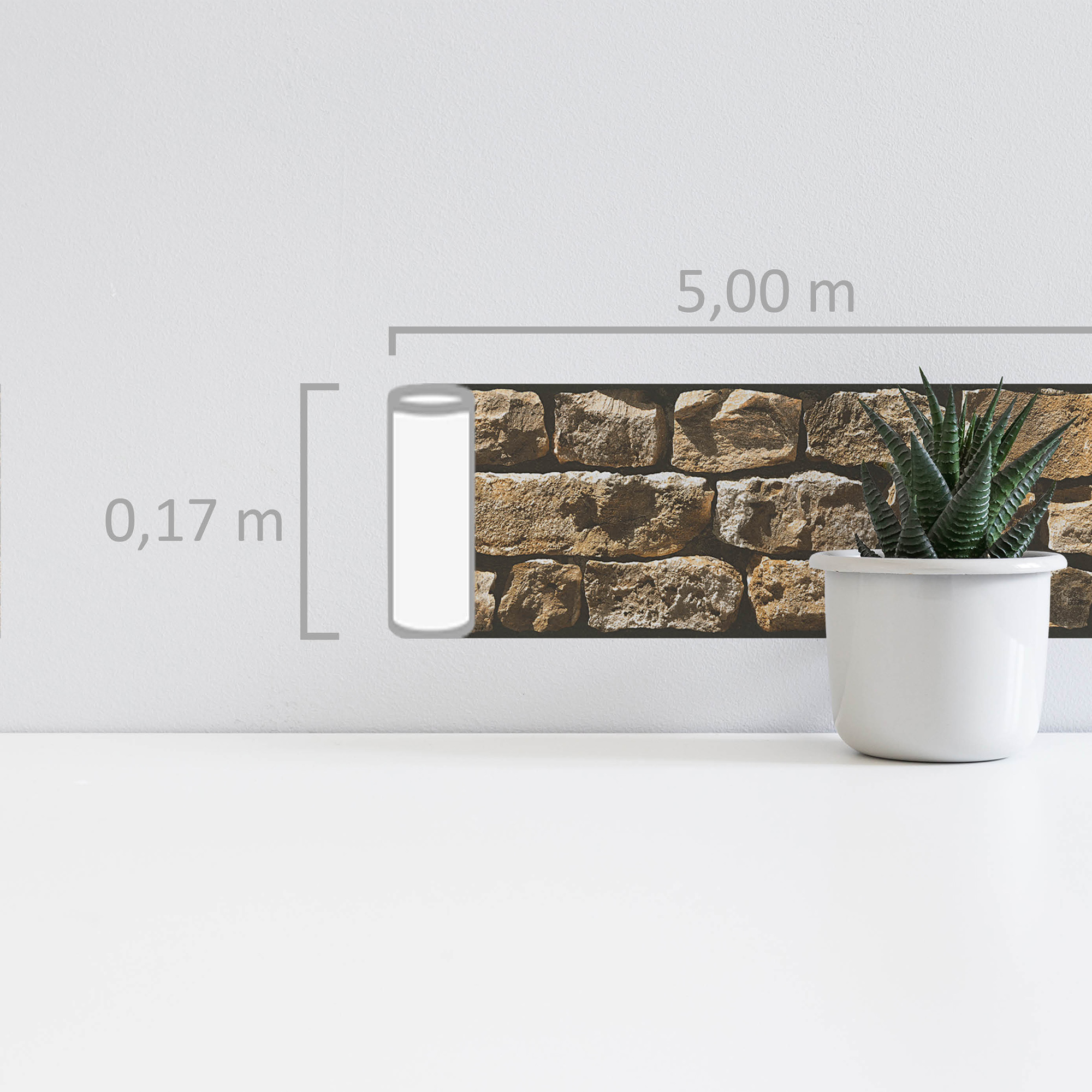 A.S. Création selbstklebende Bordüre, natursteinoptik braun beige – rustikales mauerdesign
