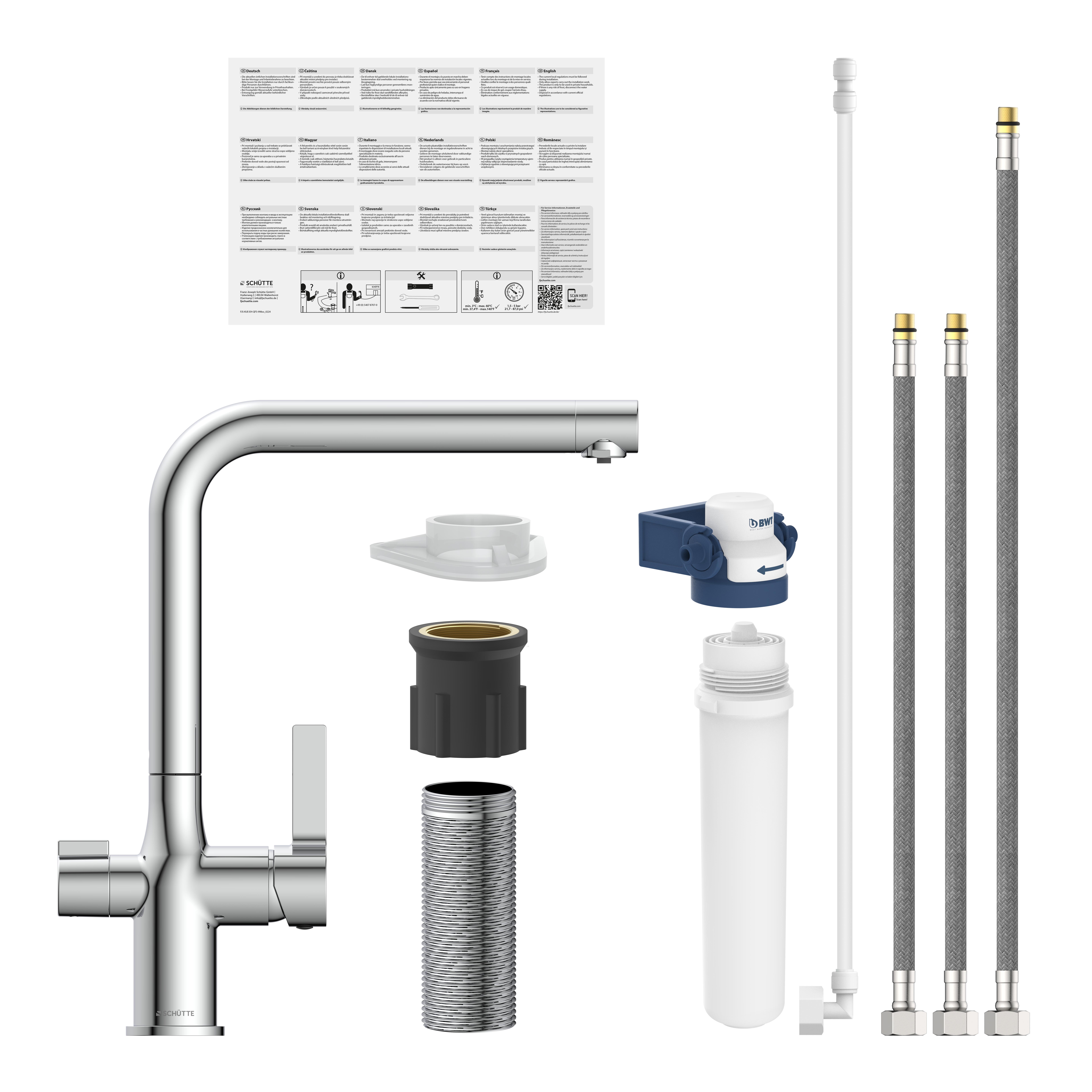 Schütte Trinkwasser-Spültischarmatur AQUASTAR PRO, Chrom, mit Filtersystem