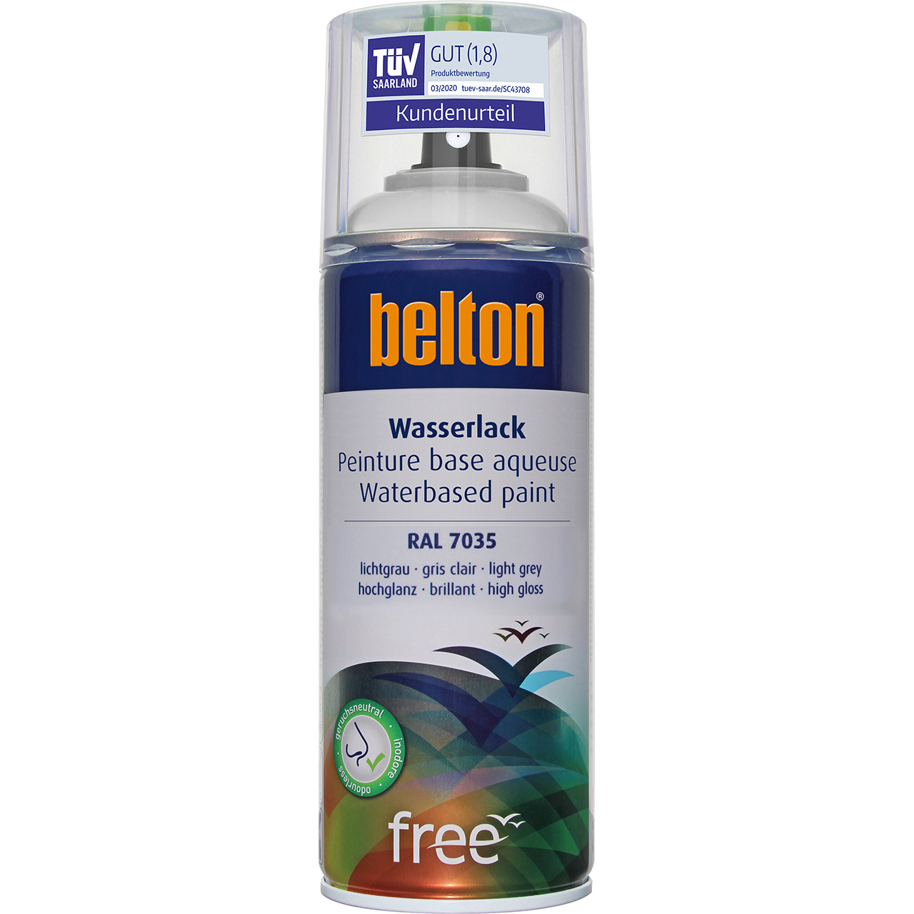 belton free Wasserlack lichtgrau hochglänzend, 400ml