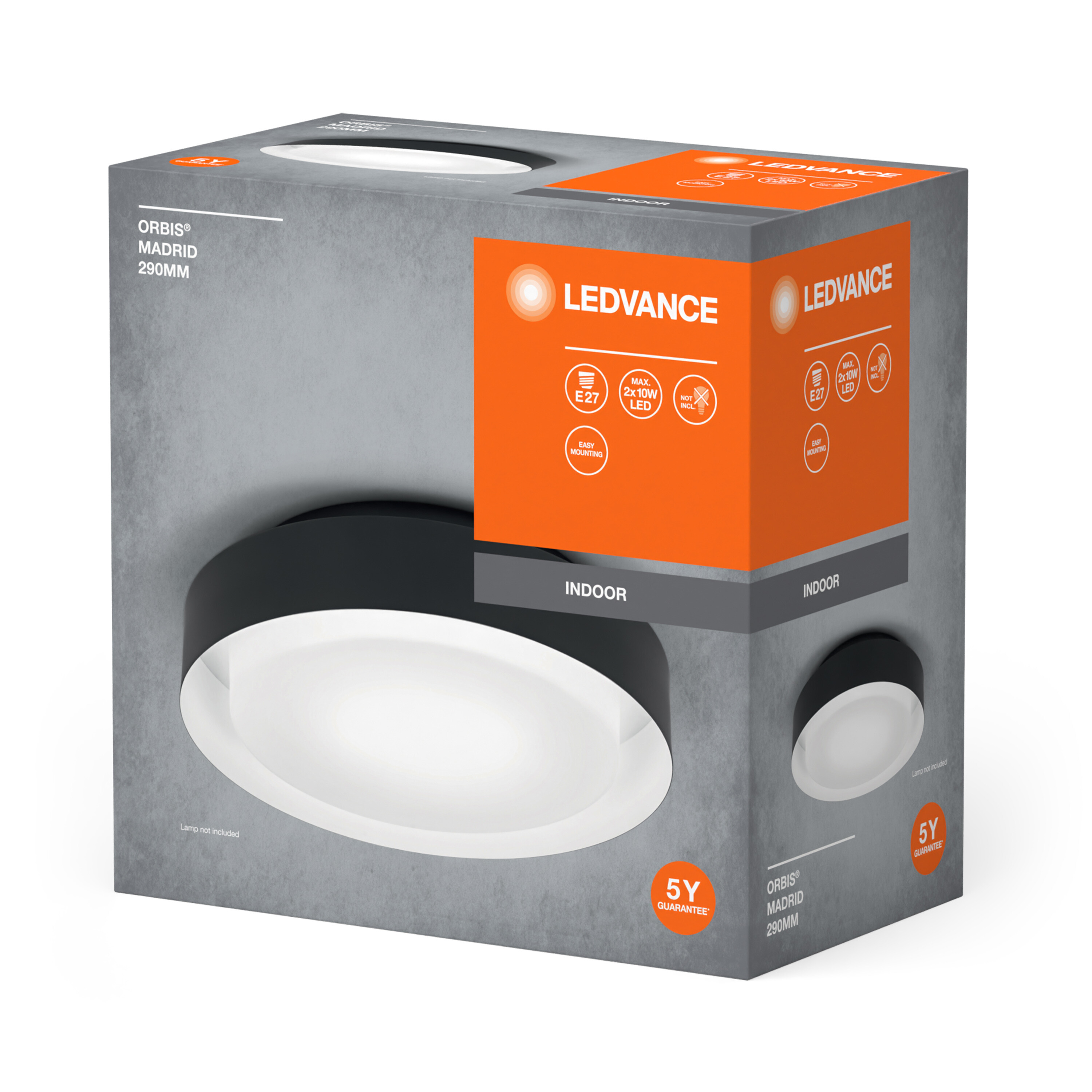 Ledvance ORBIS Deckenleuchte Madrid 290 mm, schwarz, E27