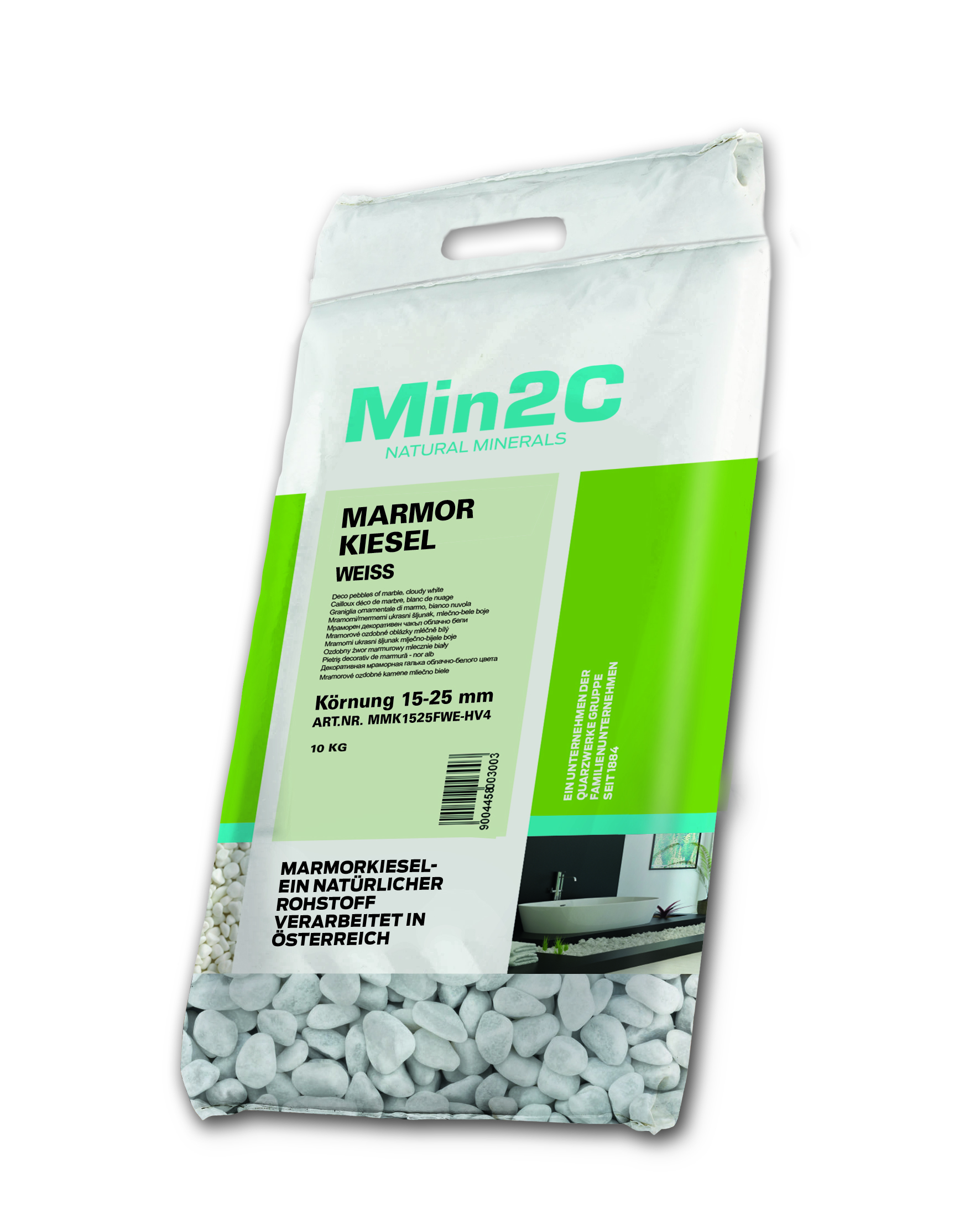 Min2C Marmorkiesel, weiß, 15 - 25 mm