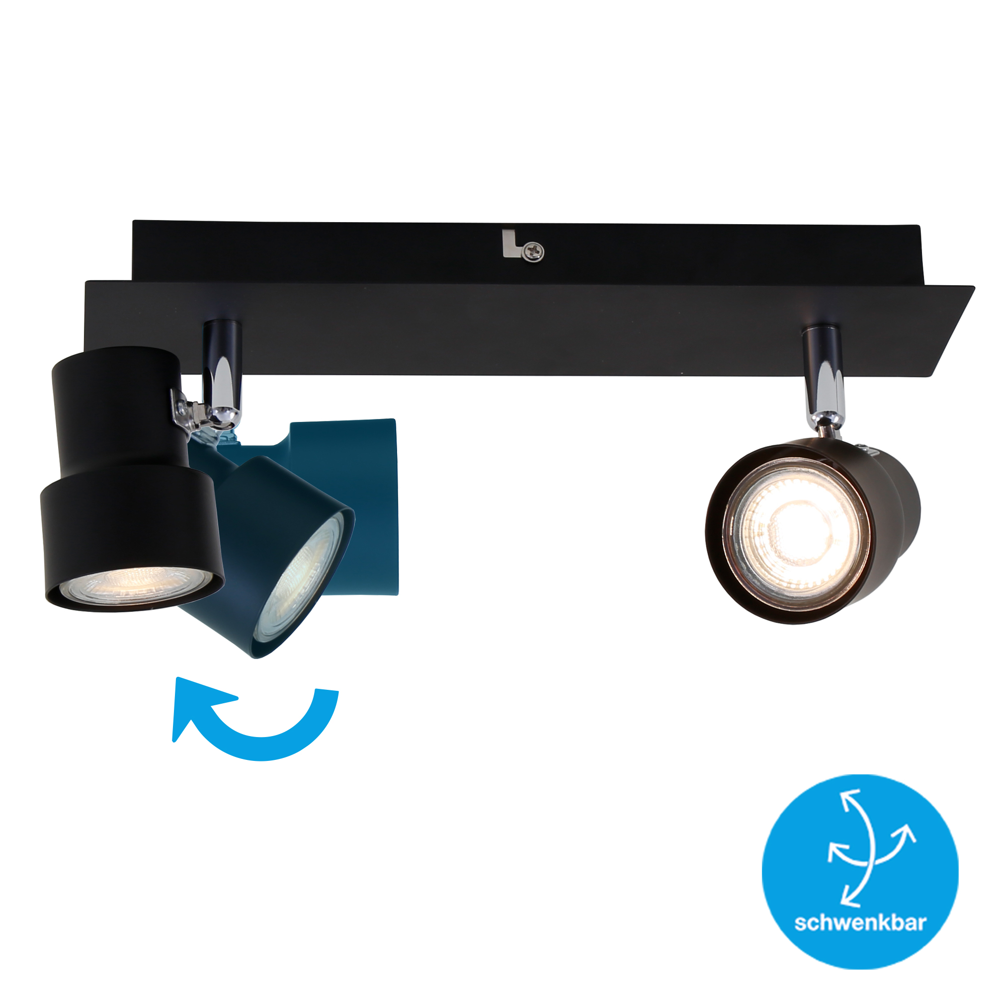 4002707366645-4 Briloner Deckenleuchte, schwarz, 2-flammig