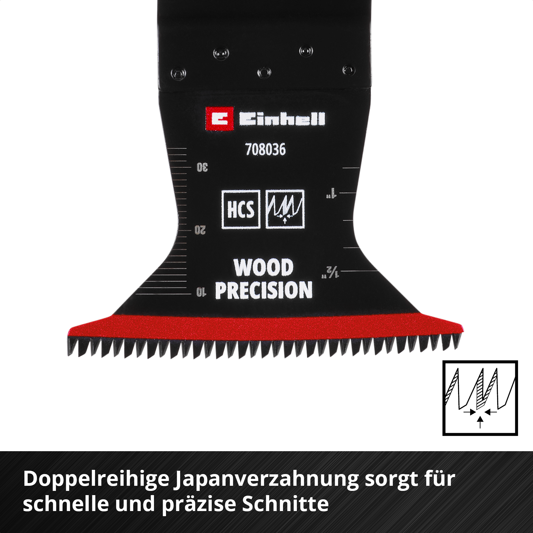 Einhell HCS-Tauchsägeblatt mit Universalaufnahme und Japanzahnung, curved, 65 x 42 mm