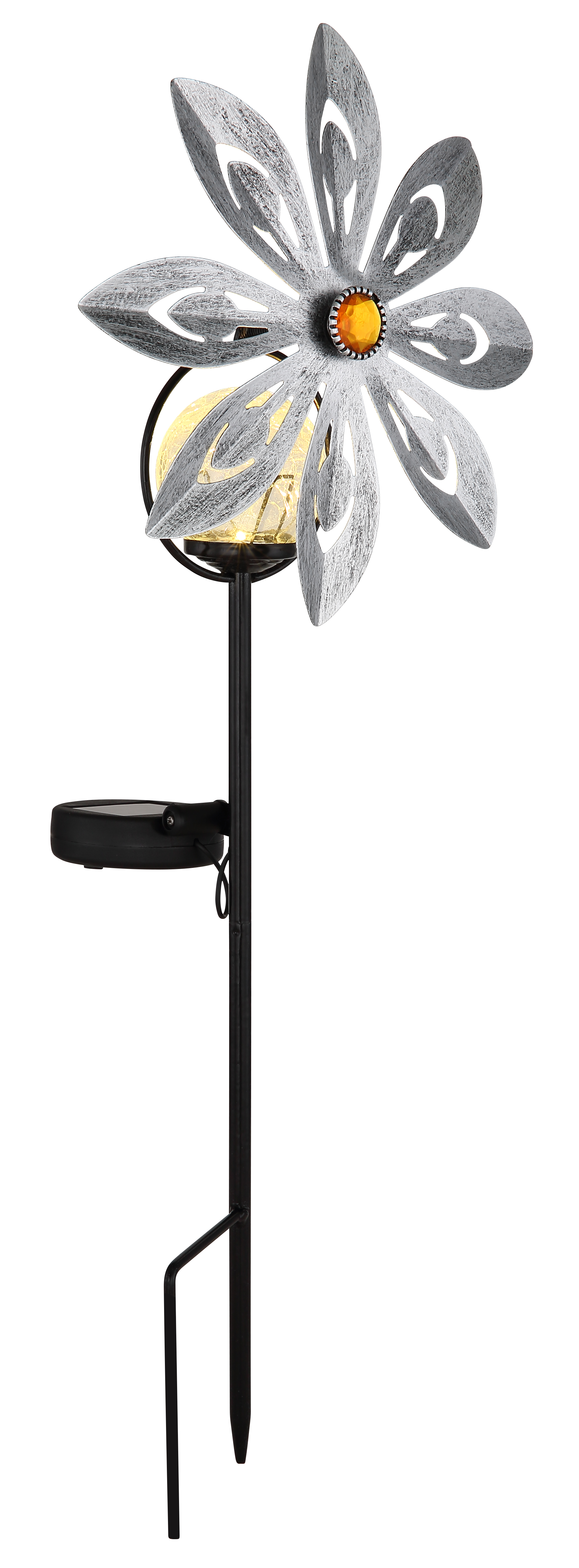 Globo Solarleuchte Metall silbergrau, 1xLED Globo Solarleuchte Metall silbergrau, 1xLED