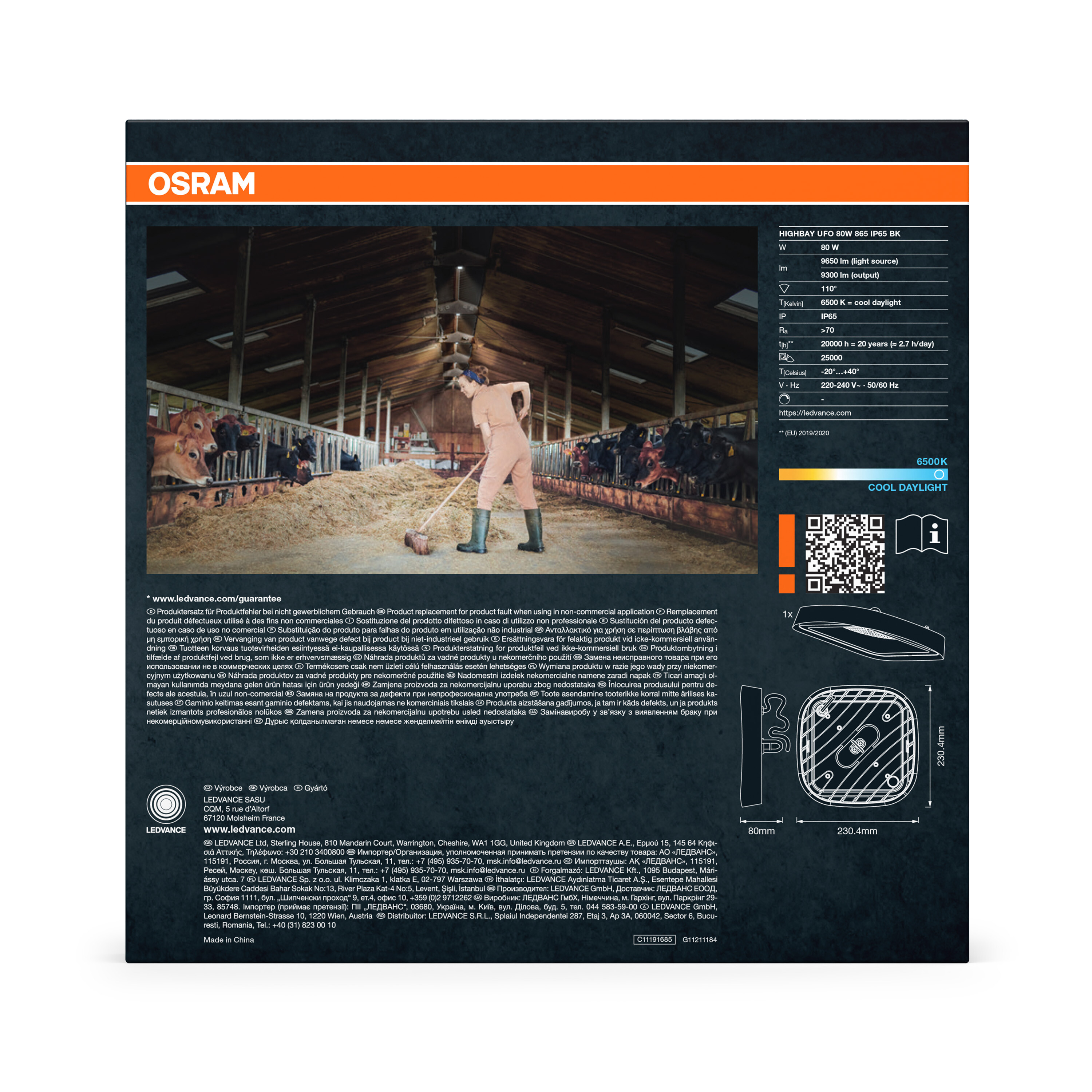 Osram Highbay Ufo Deckenleuchte, 80W, IP65, schwarz