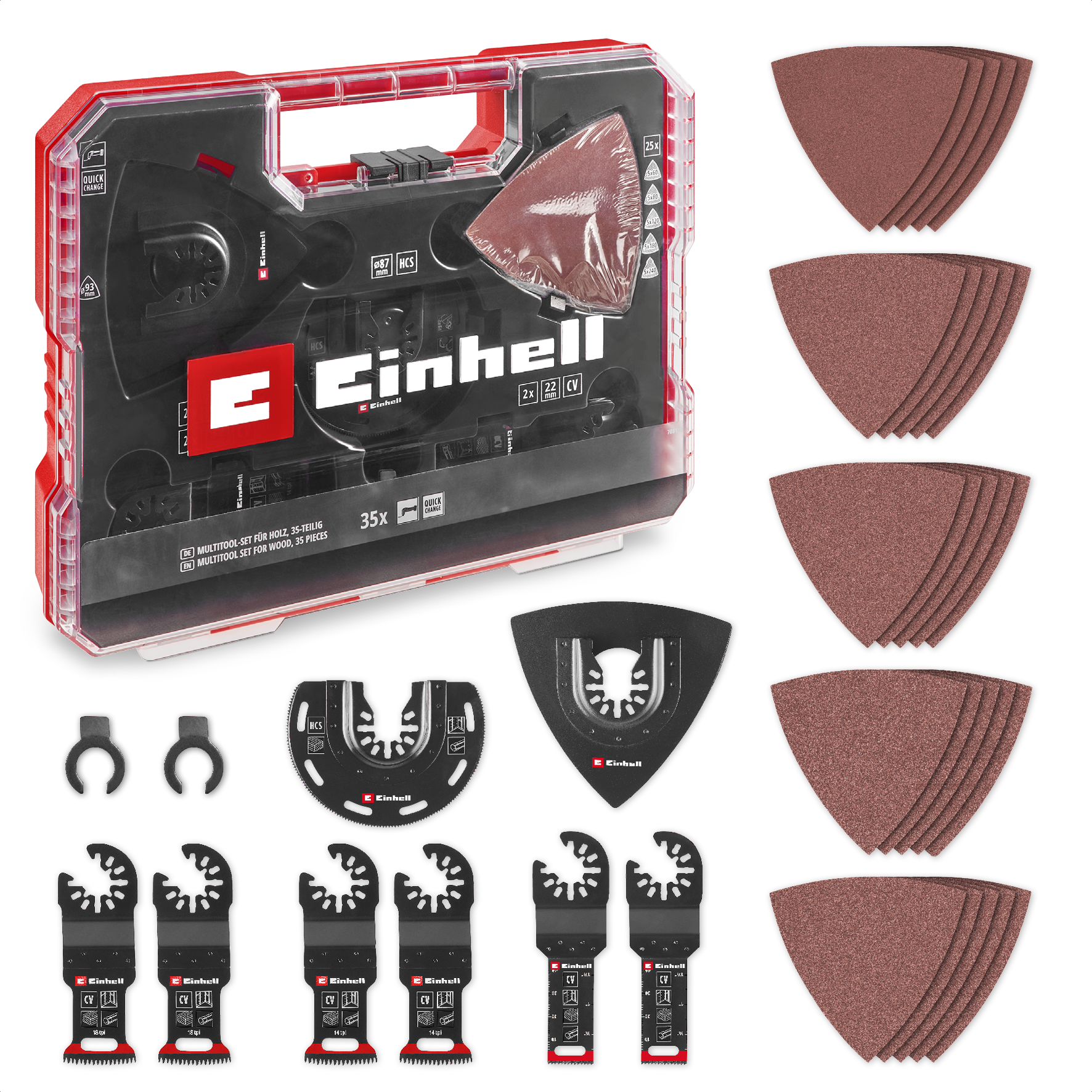 Einhell XL-PLUS-CASE Multitool-Set mit Universalaufnahme für Holz, 35-tlg. 