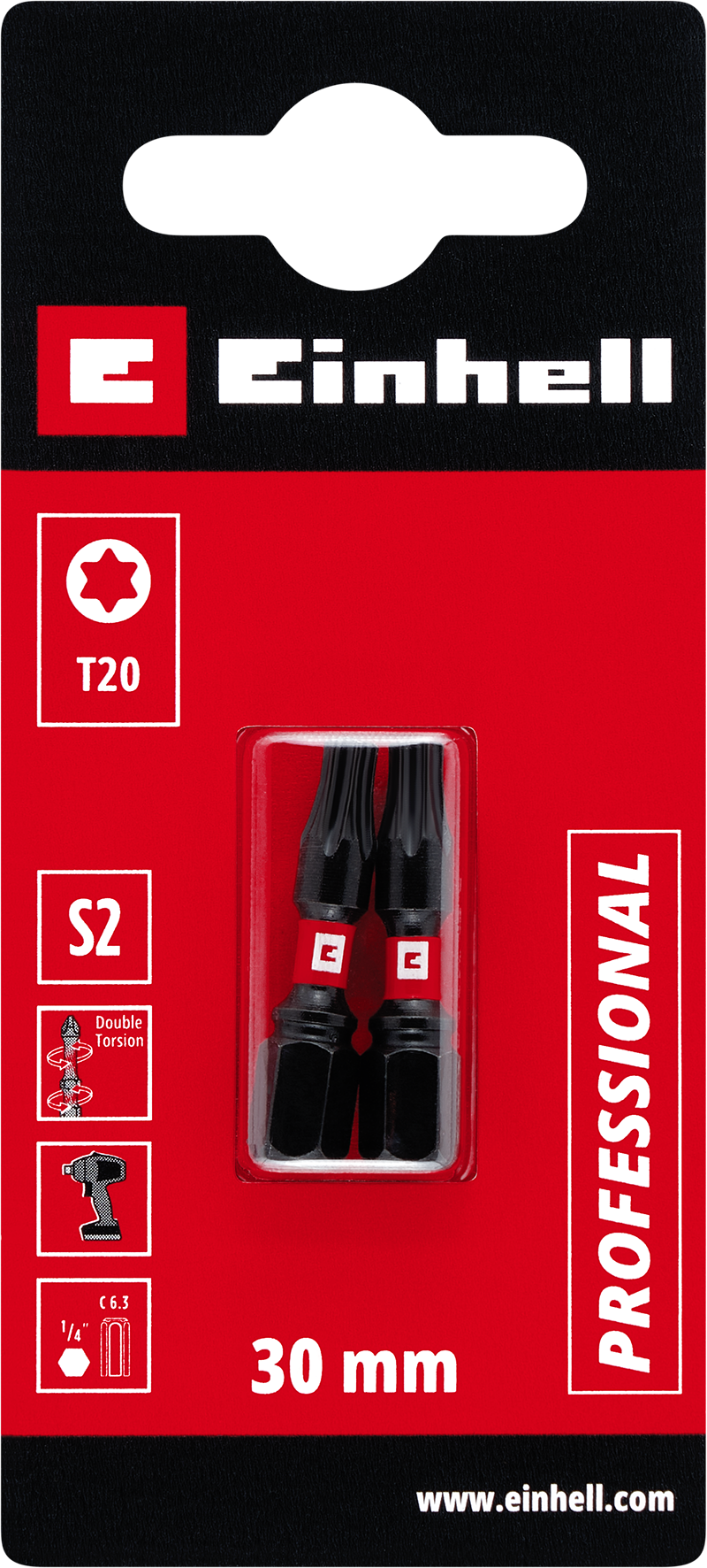 Einhell Impact-Bits mit Doppel-Torsion, 30 mm, T20