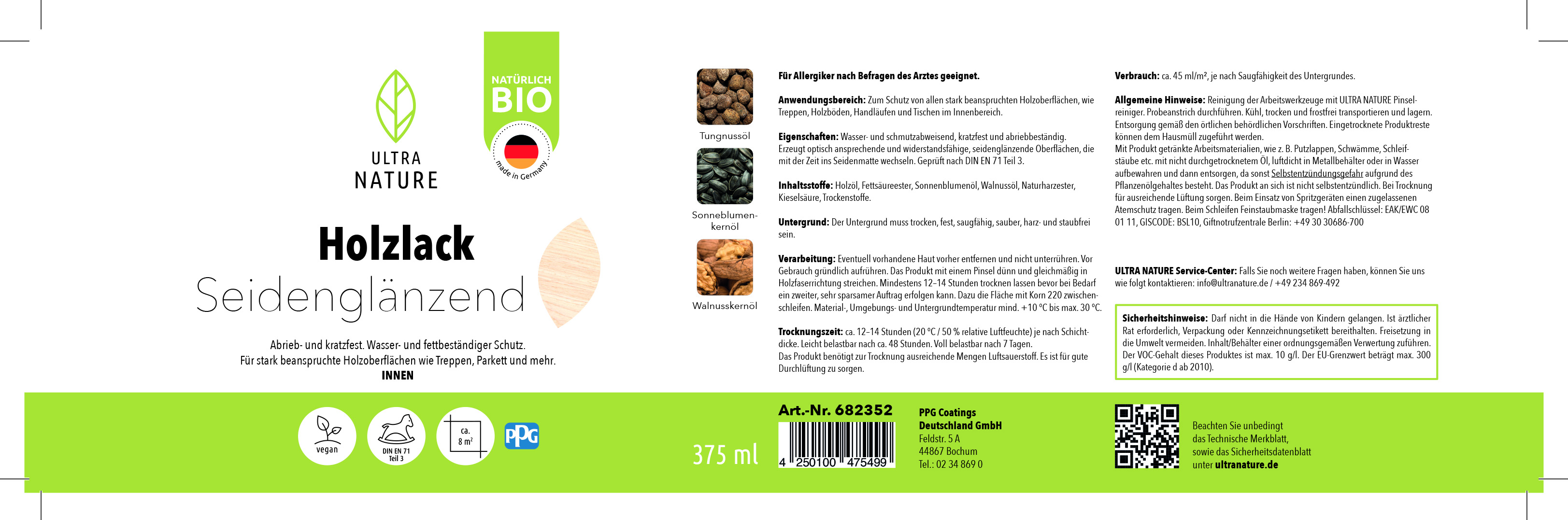 Ultra Nature Holzlack Farblos Seidenglänzend, 0,375 l Ultra Nature Holzlack Farblos Seidenglänzend, 0,375 l