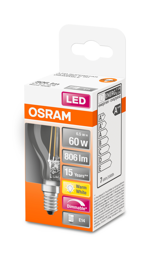 4058075447875_Packaging_image OSRAM LEUCHTMITTEL LED SUP. FIL 60 DIM 6,5W/827 E14 TR
