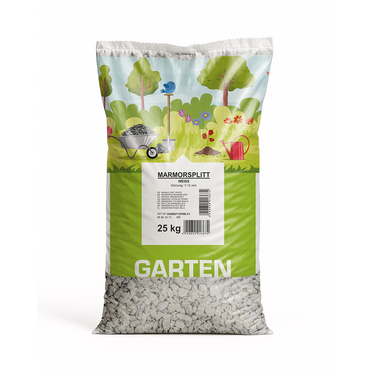Min2C Marmorsplitt 7-12, weiß, 25 kg