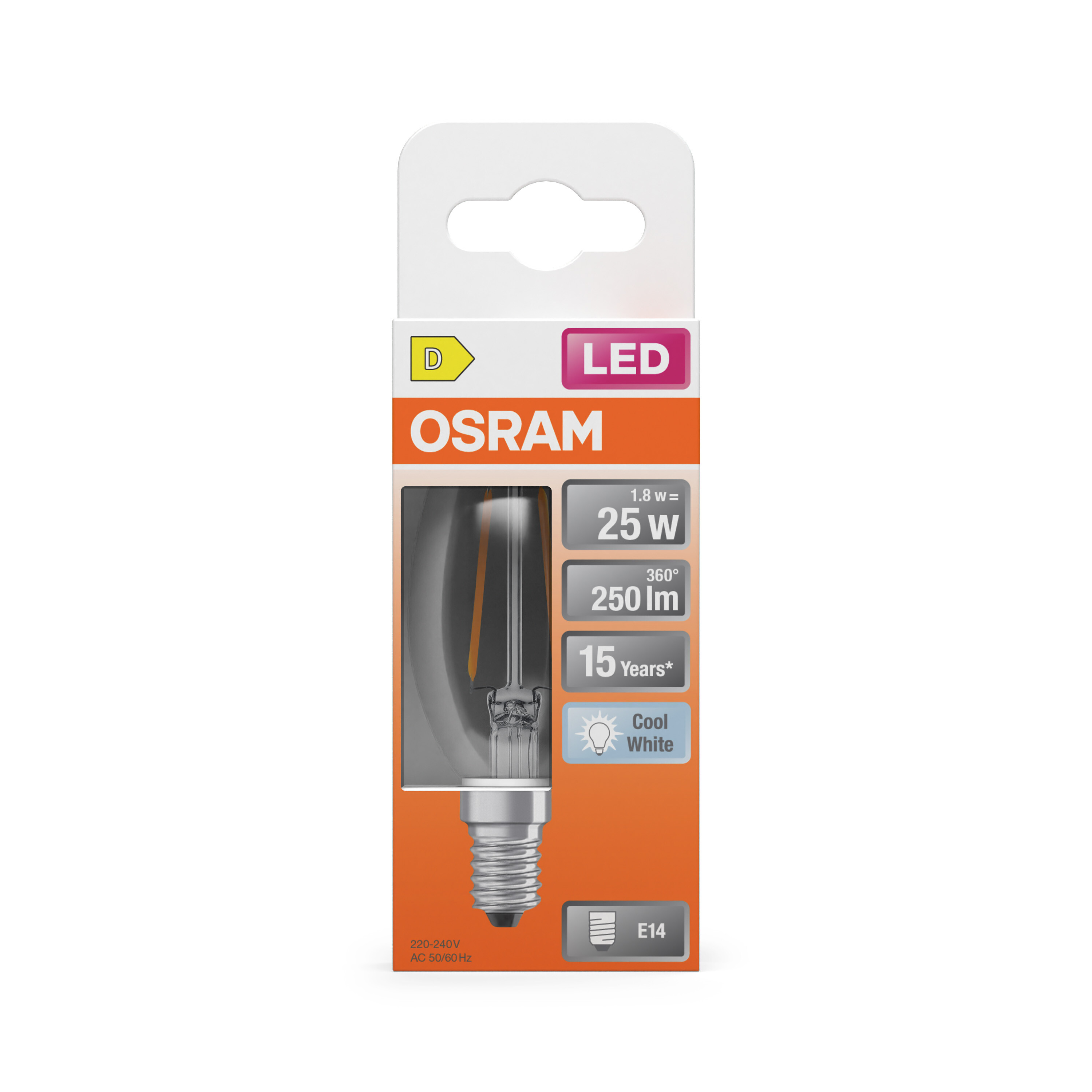 Osram LED Retrofit Classic B Lampe, E14, Kaltweiß